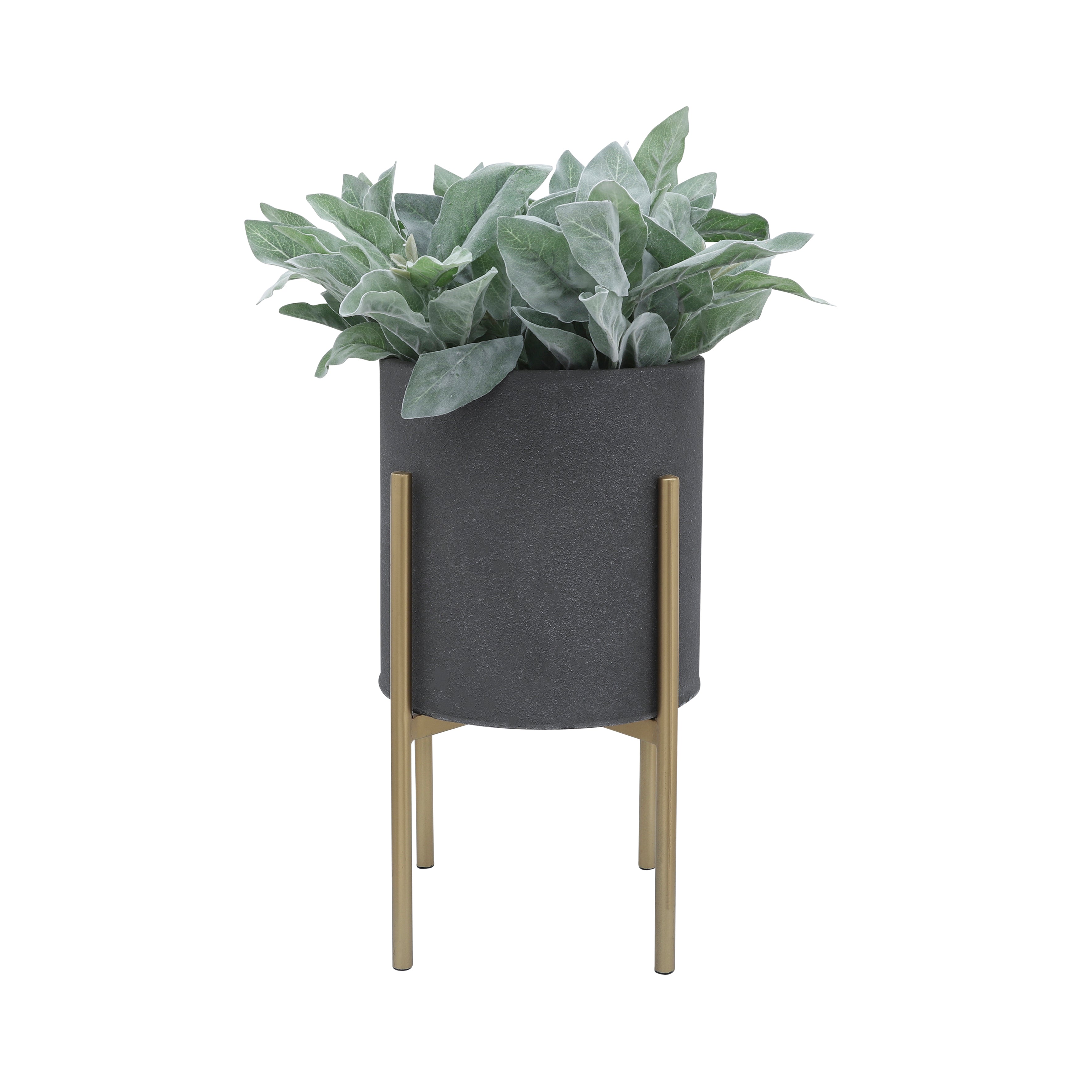 S/2 Planter On Metal Stand, Gray/gld