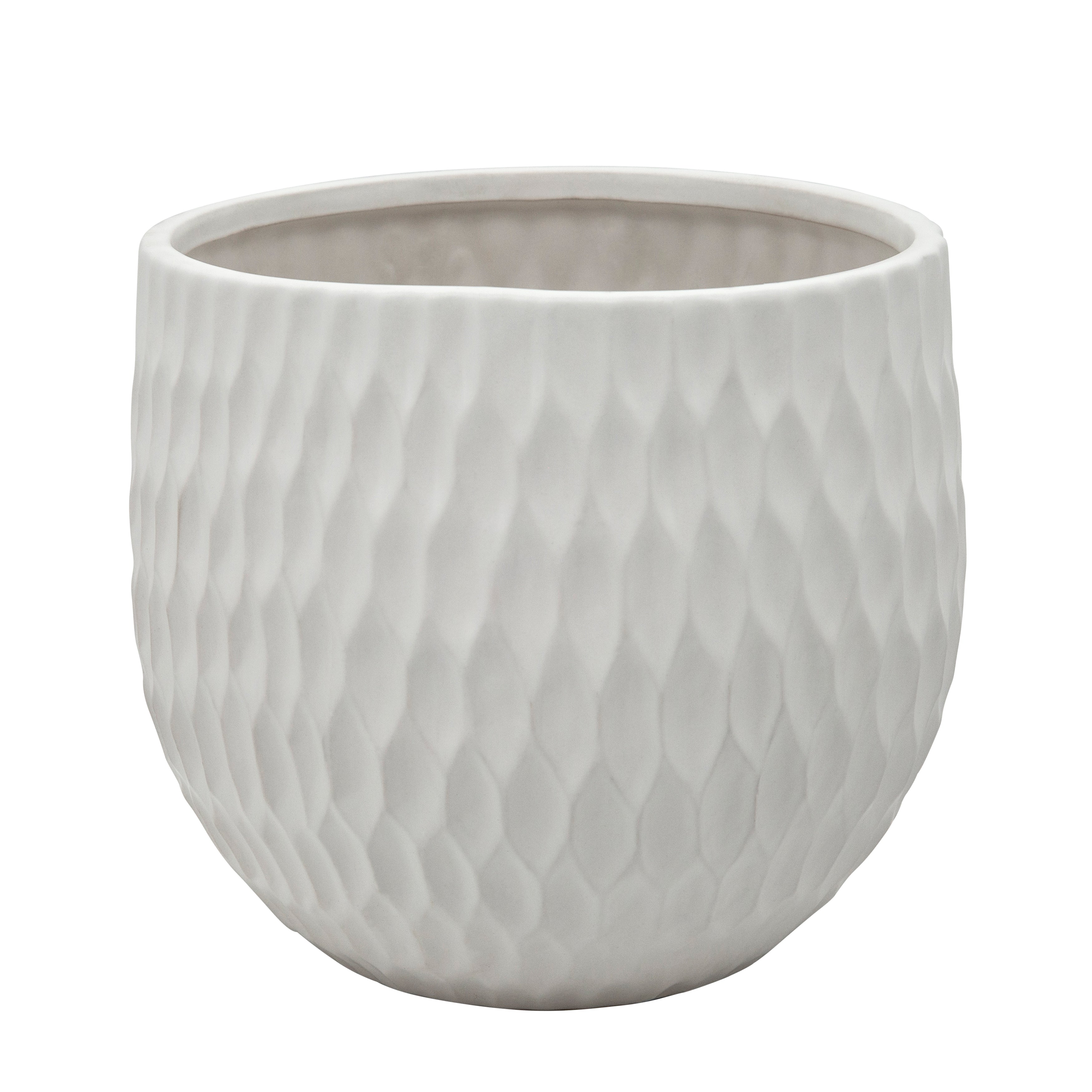 Ec, S/3 Ceramic Planters, Matte White