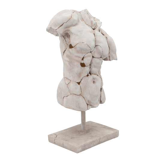 Alabaster Fragment: Sculpted Torso in Ivory White