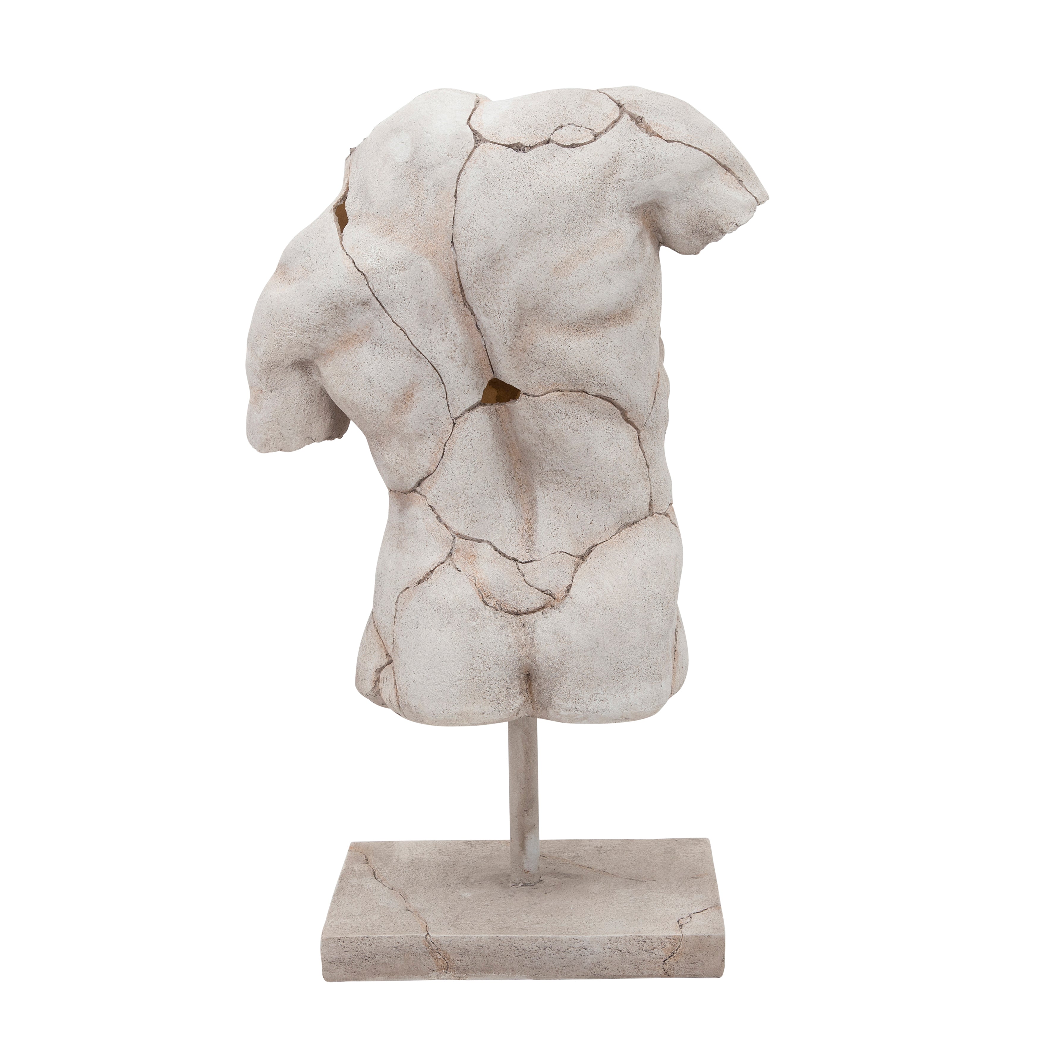 Alabaster Fragment: Sculpted Torso in Ivory White