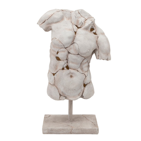 Alabaster Fragment: Sculpted Torso in Ivory White