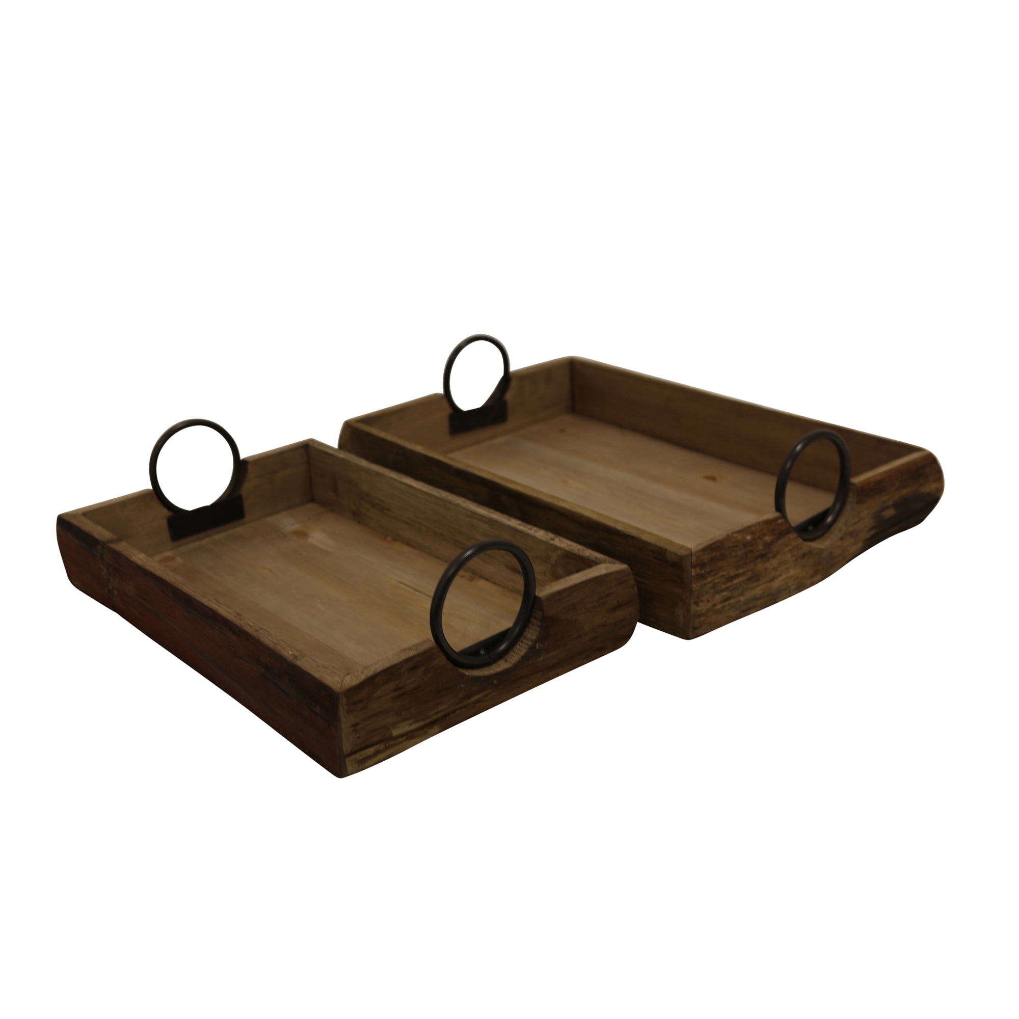 Artisan's Touch: Brown Wood Trays - 19x13x5" Duo