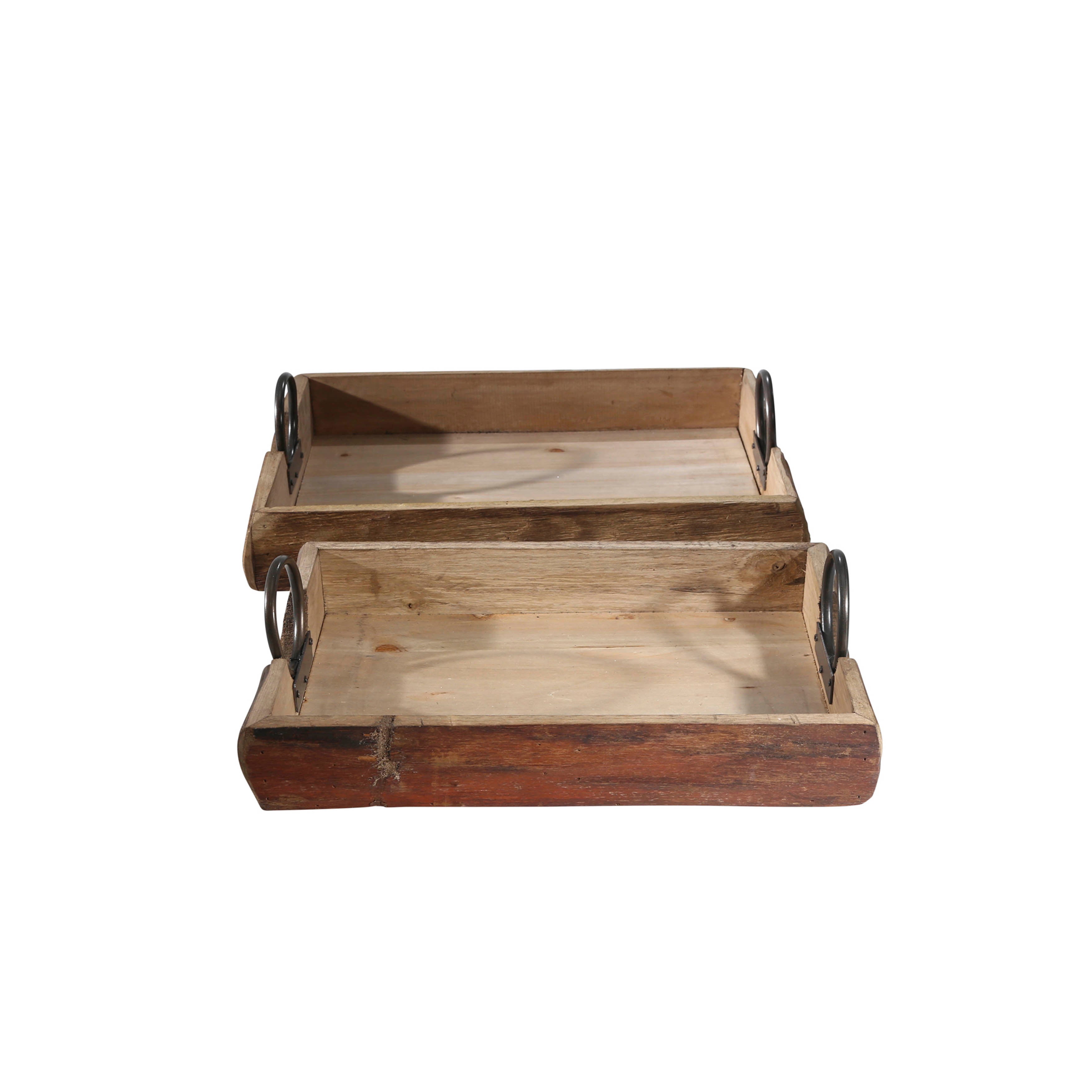 Artisan's Touch: Brown Wood Trays - 19x13x5" Duo