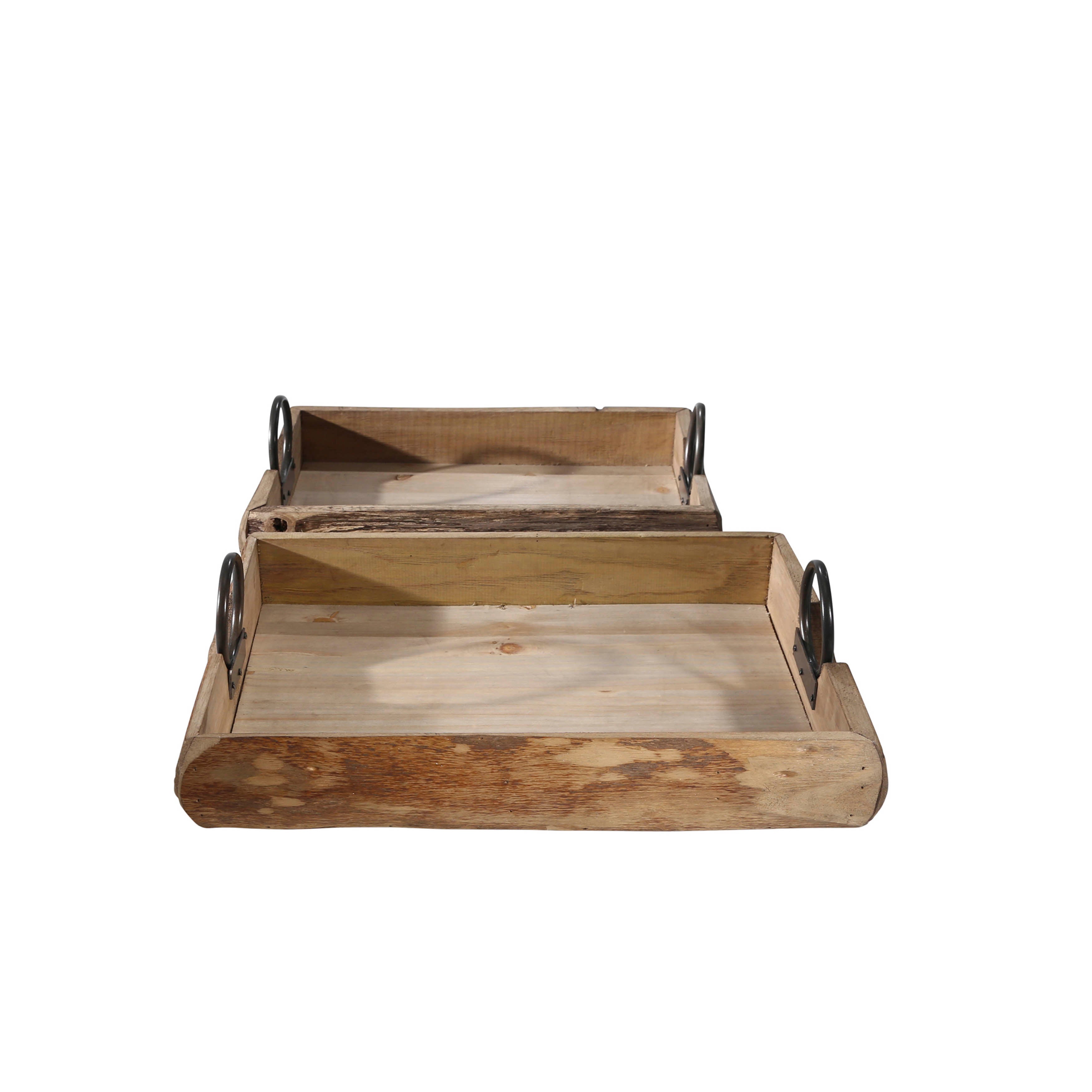 Artisan's Touch: Brown Wood Trays - 19x13x5" Duo