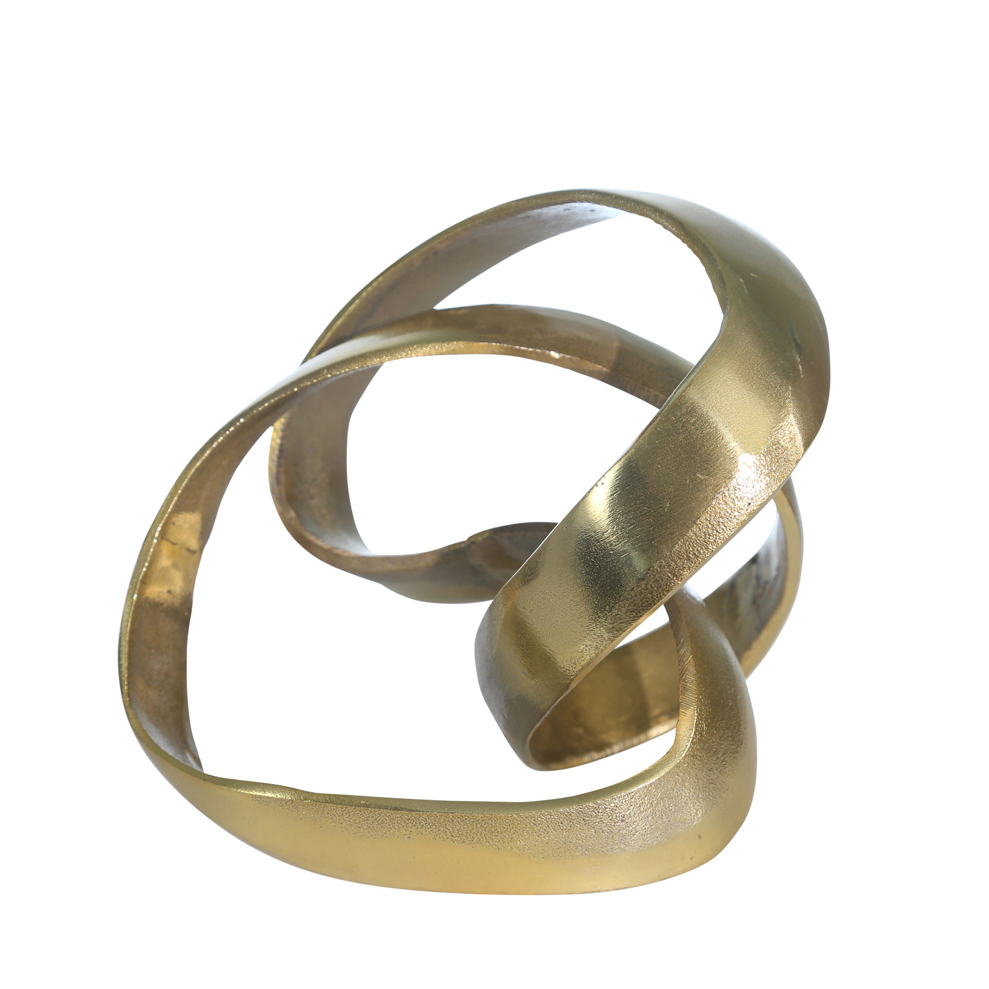 Endless Loop: 7" Gold Aluminum Sculpture - A Twist of Intrigue