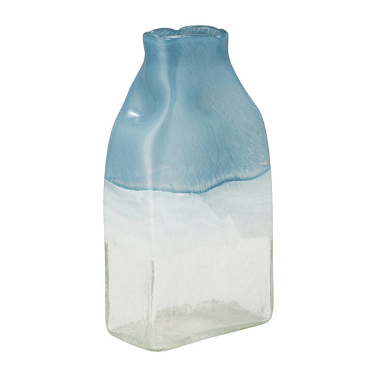 Coastal Chic: 13" Blue and White Bottle Vase - A Breath of Fresh Air