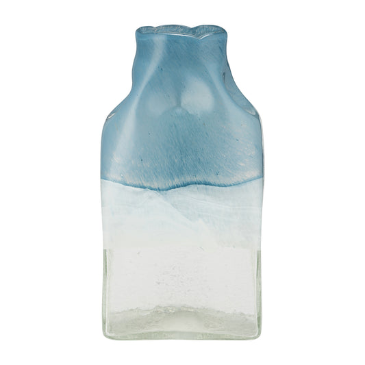 Coastal Chic: 13" Blue and White Bottle Vase - A Breath of Fresh Air