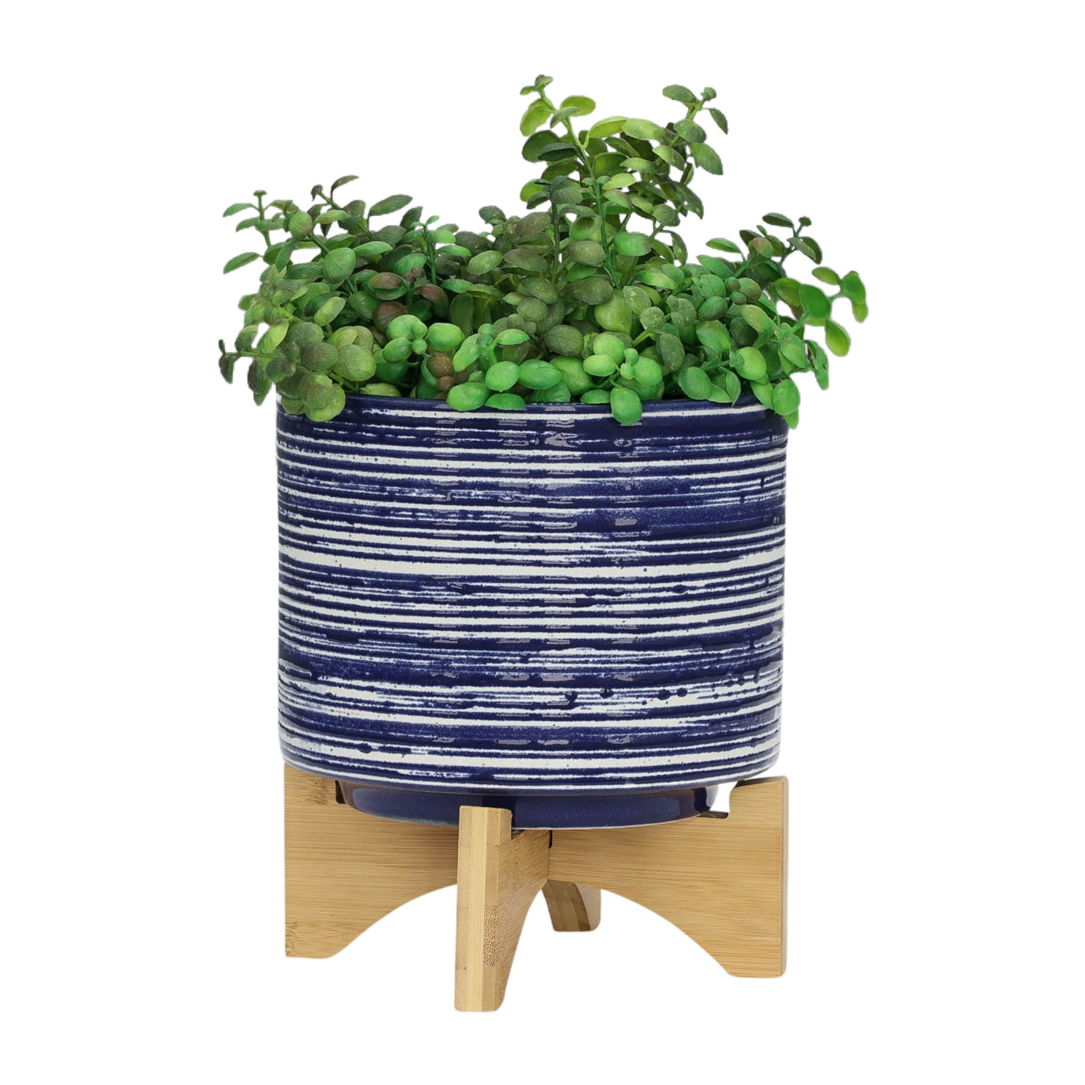 Cer, S/2 5/8" Planter On Stand, Blue