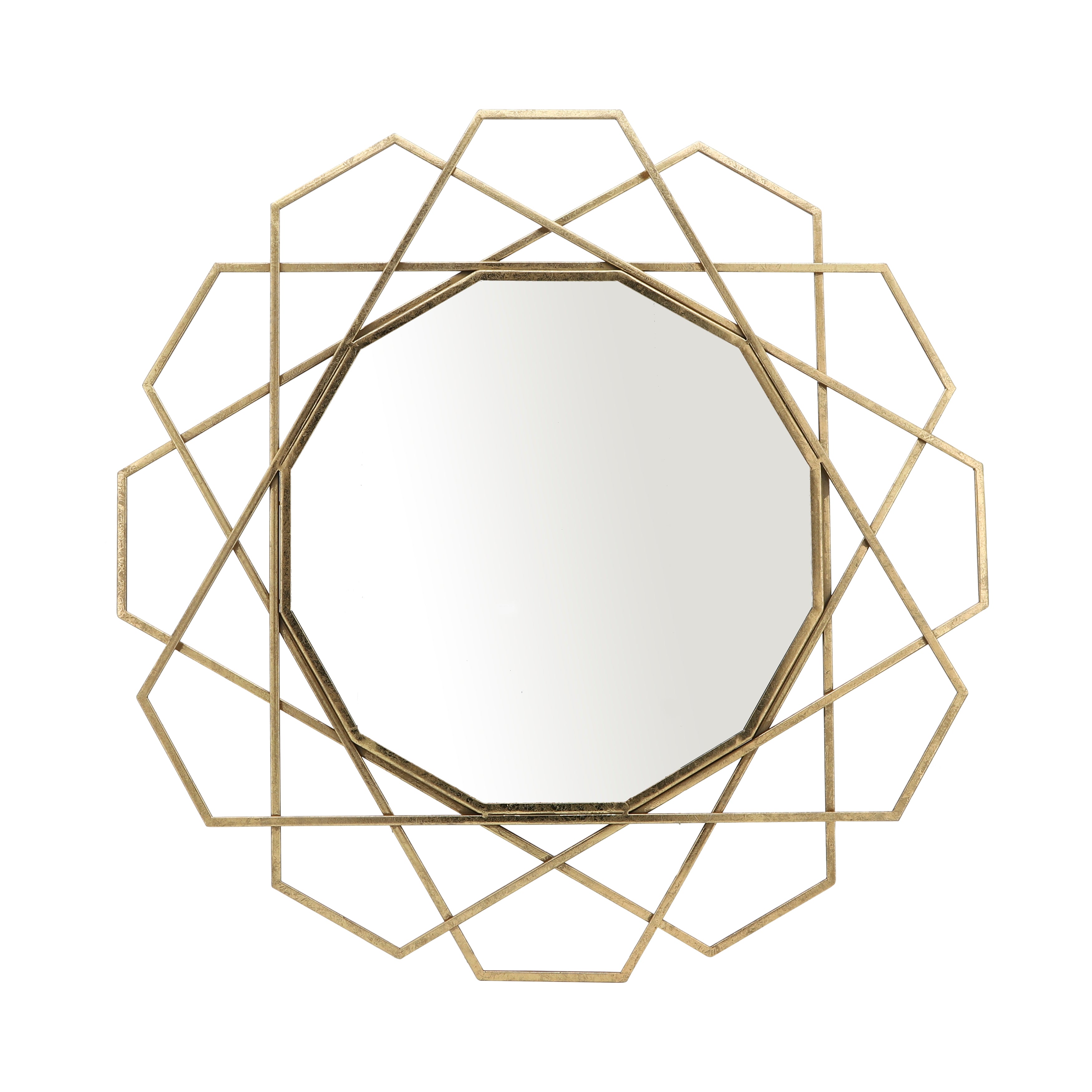 Metal 35" Gold Geometric Mirror