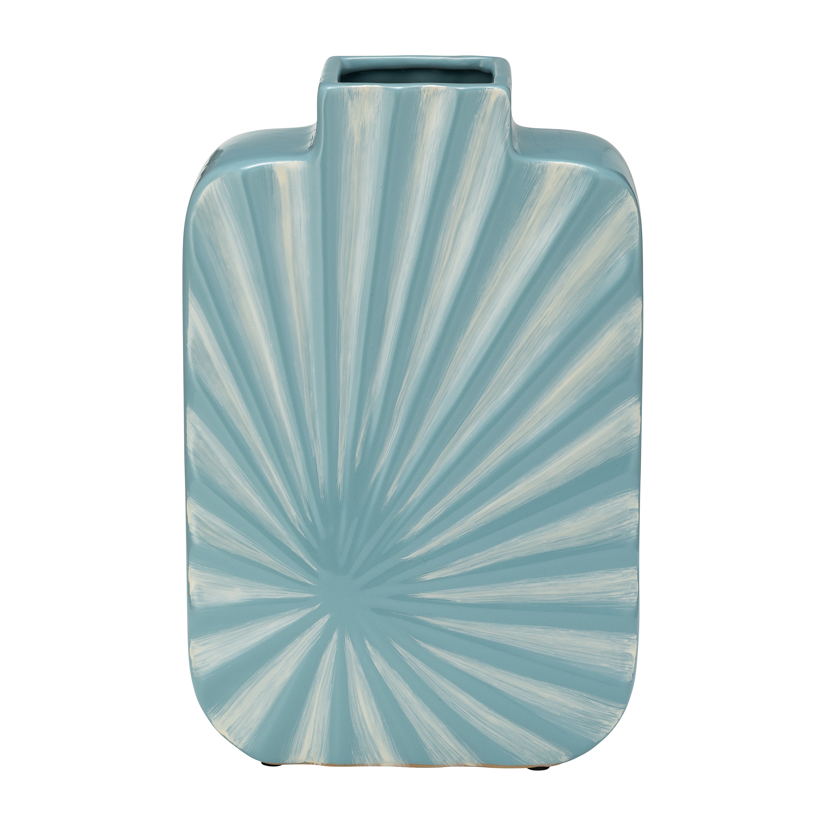 Sun-Kissed Shores: 12" Textured Aqua Vase - A Coastal Catch