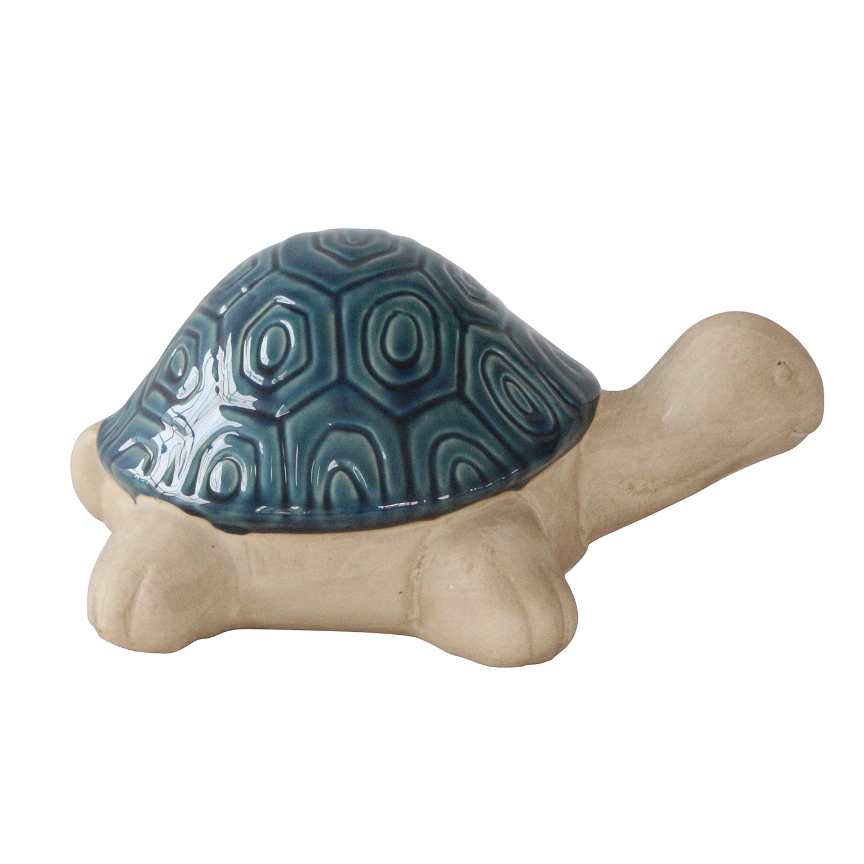 Turquoise Traveler: Large Ceramic Tortoise Decor (13")