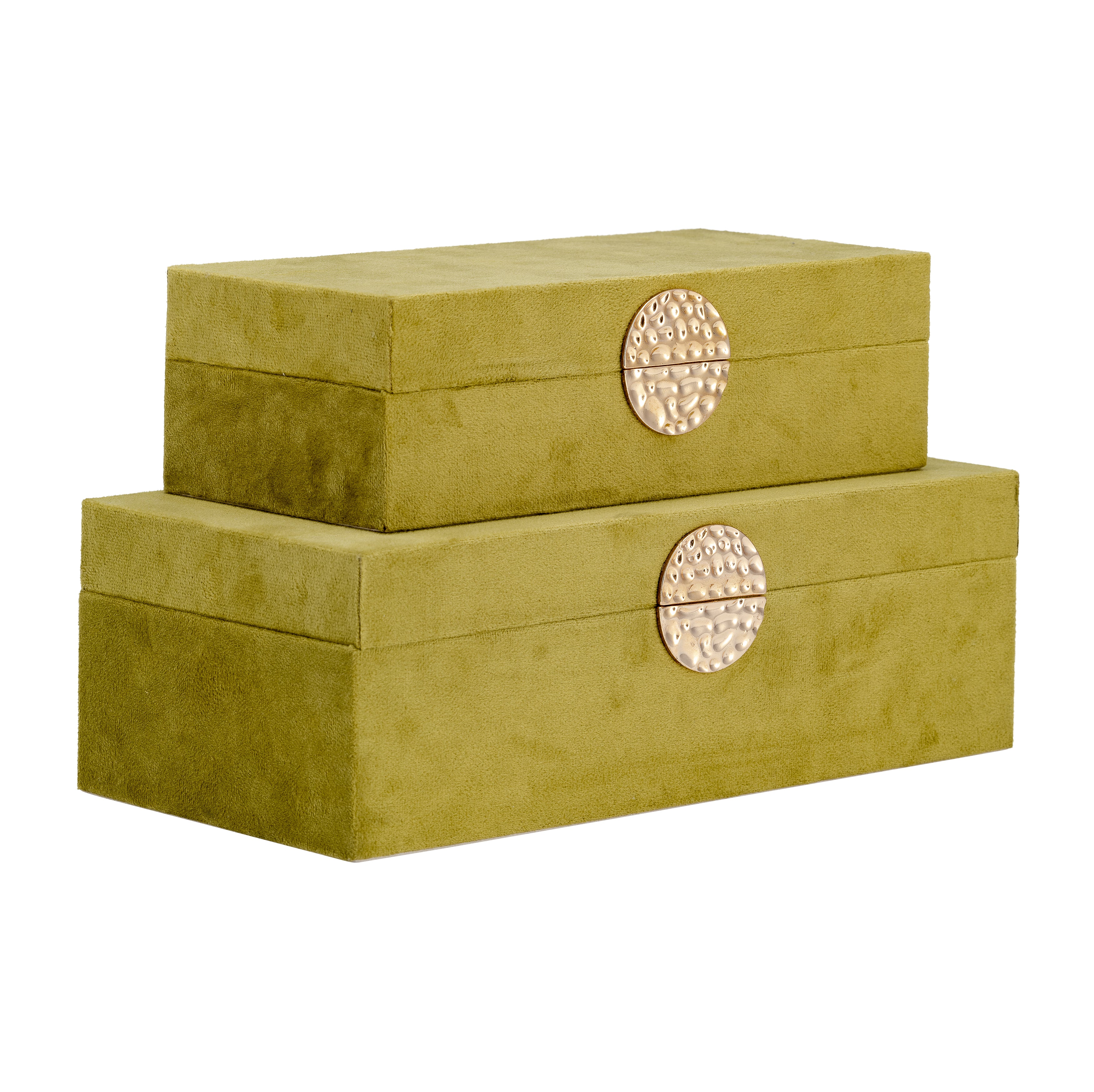 Apothecary's Archive: Olive & Gold Wood Boxes (Set of 2)