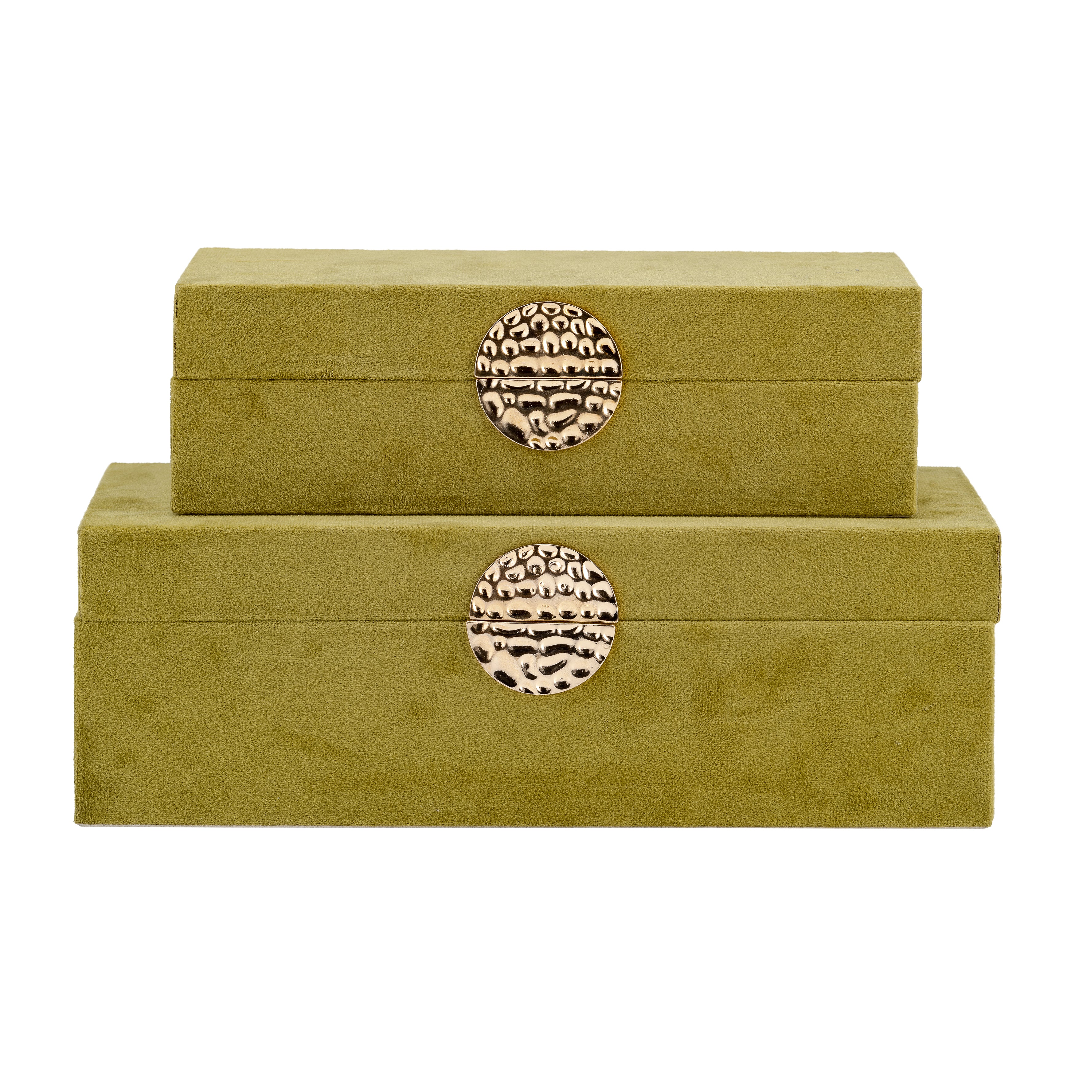 Apothecary's Archive: Olive & Gold Wood Boxes (Set of 2)