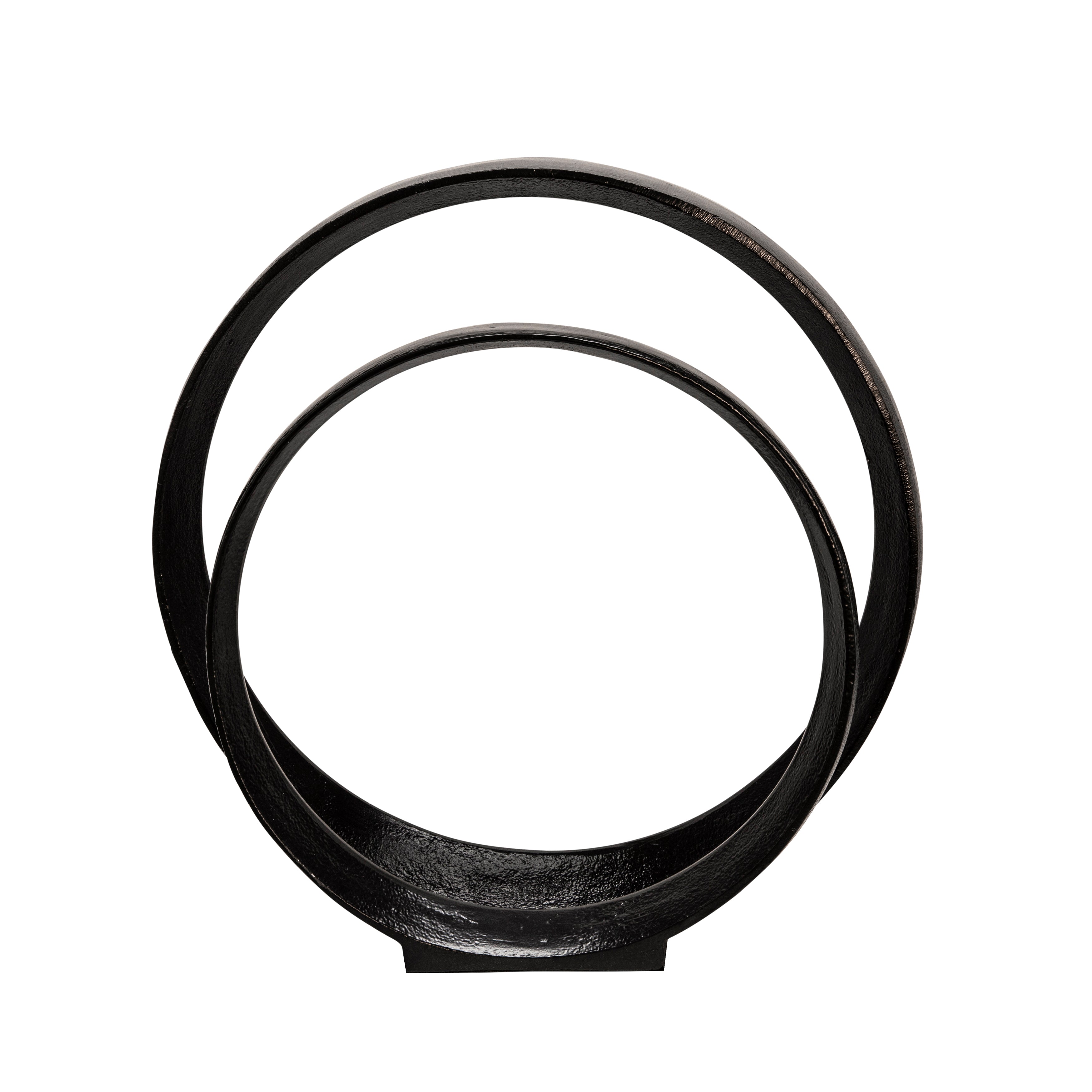 Set of 2 Contemporary 12/14-Inch Black Aluminum Rings: Modern Home Decor Accent