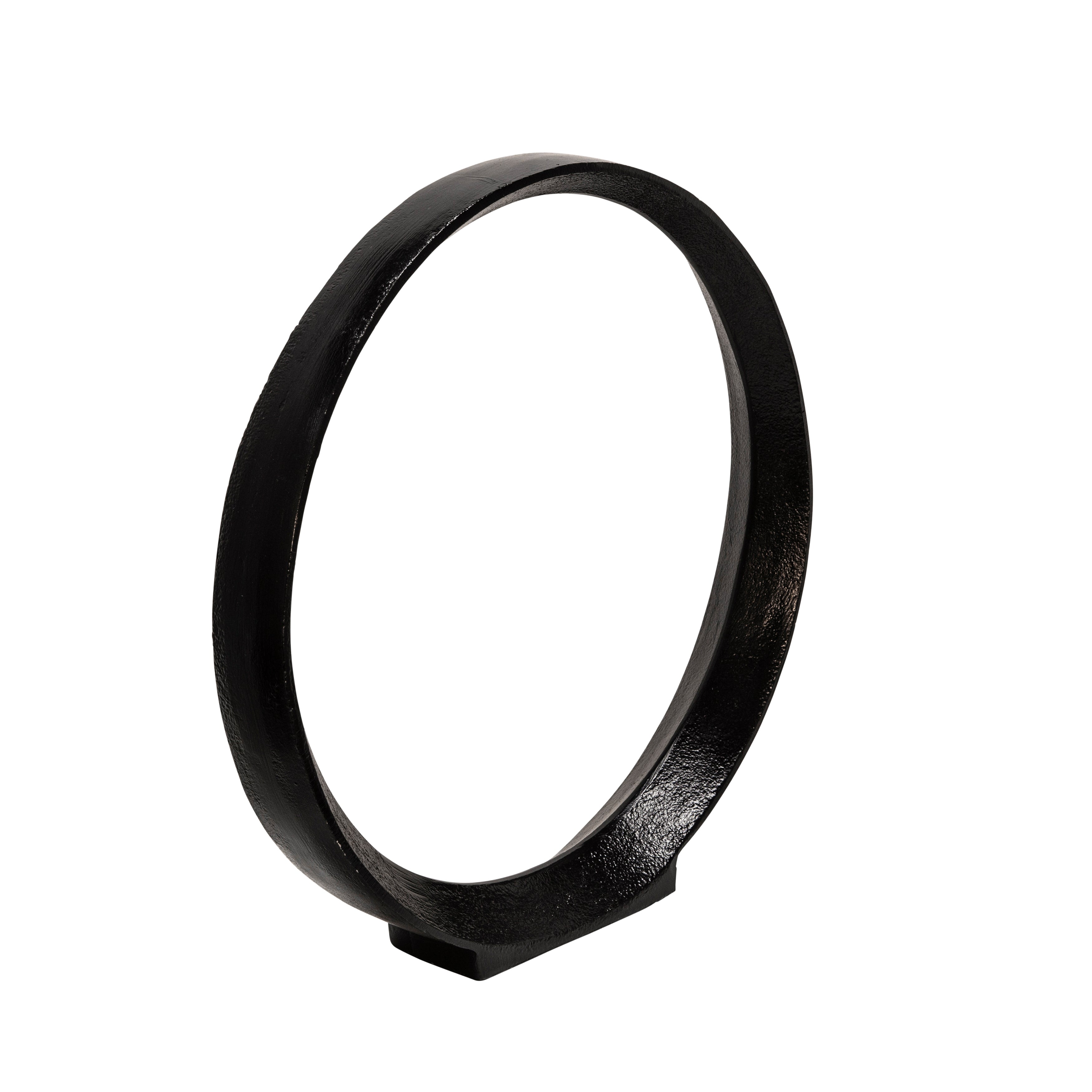 Set of 2 Contemporary 12/14-Inch Black Aluminum Rings: Modern Home Decor Accent