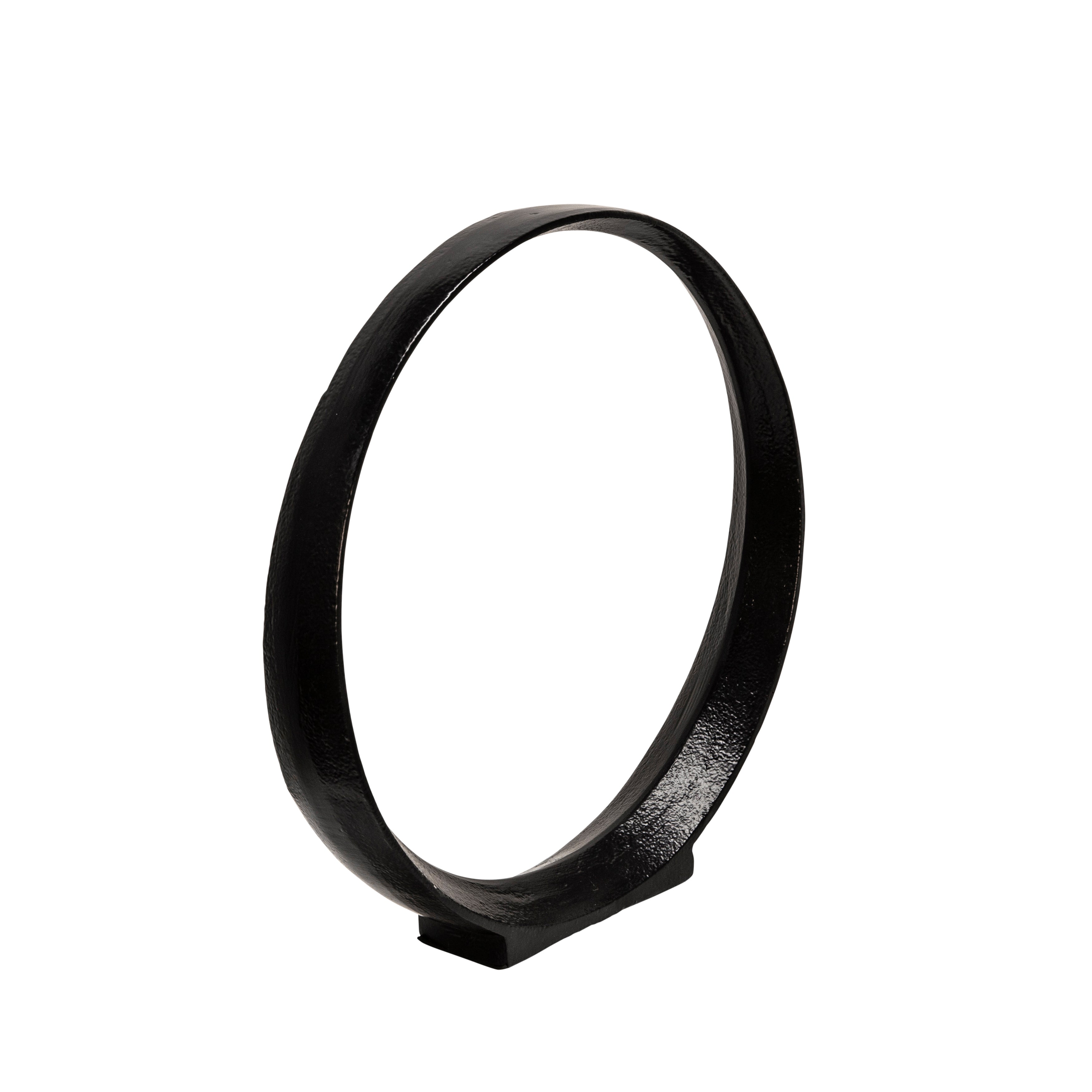 Set of 2 Contemporary 12/14-Inch Black Aluminum Rings: Modern Home Decor Accent