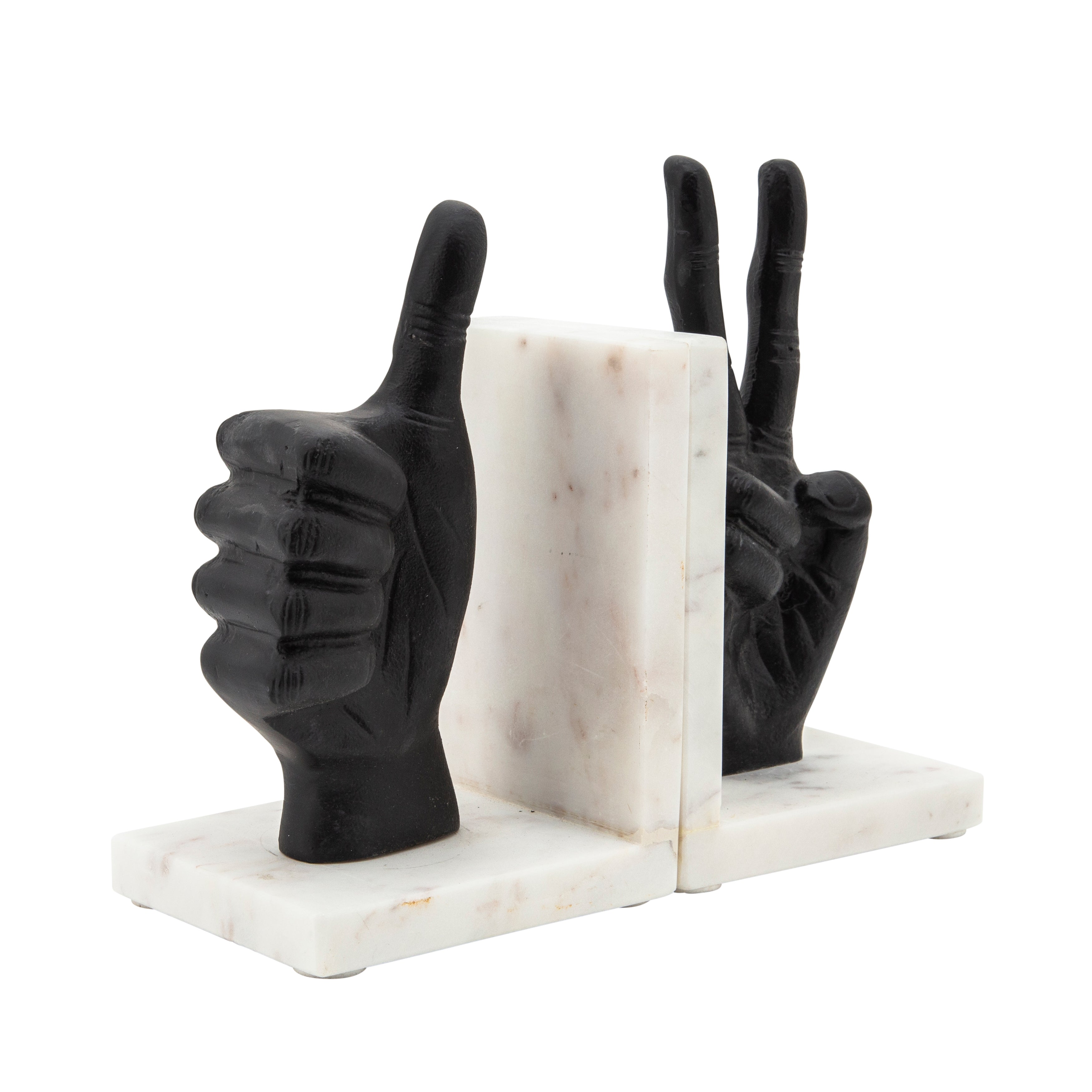 Symbolic Support: Pair of Hand Sign Bookends, Matte Black