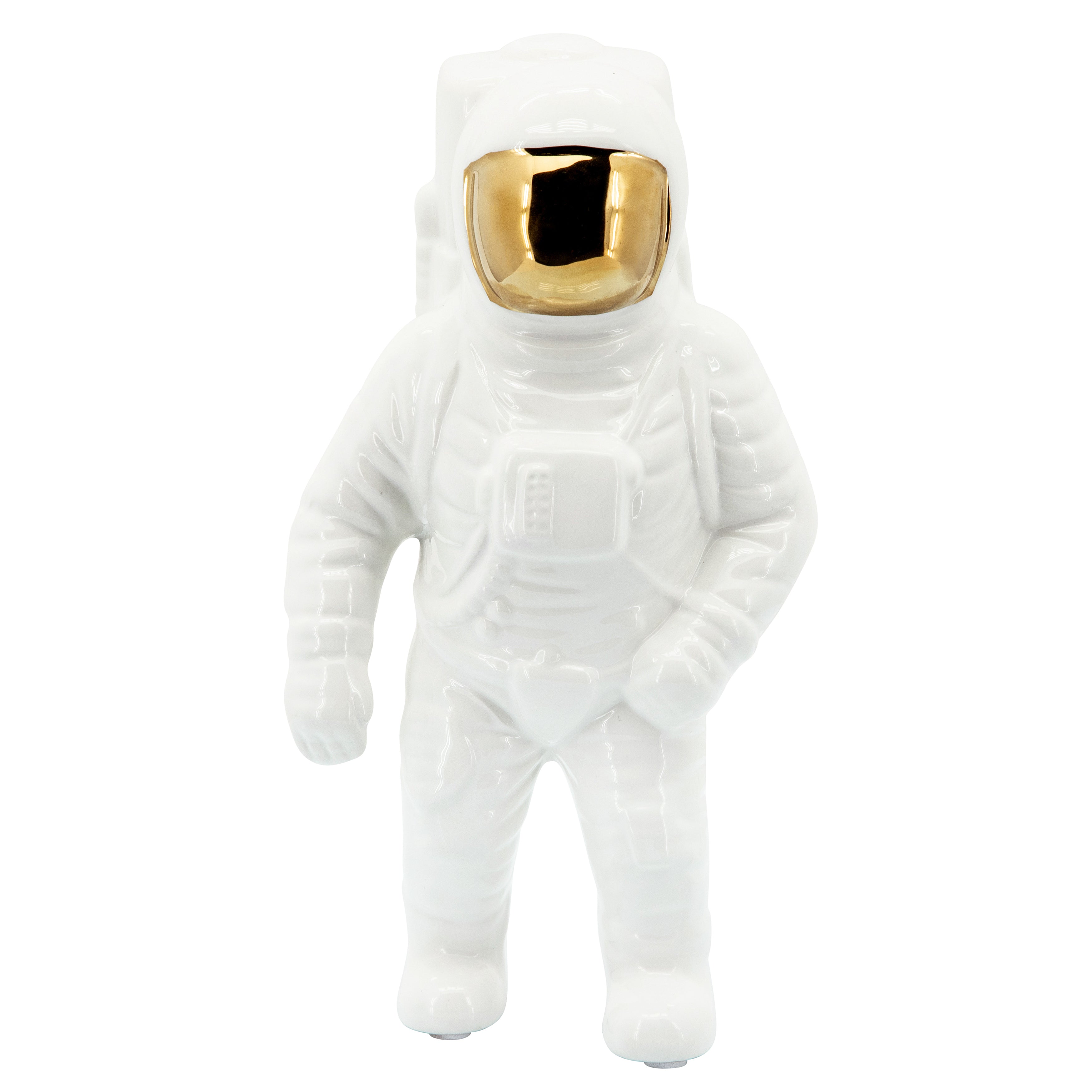 Stardust Hero: White & Gold Astronaut Statue (11")