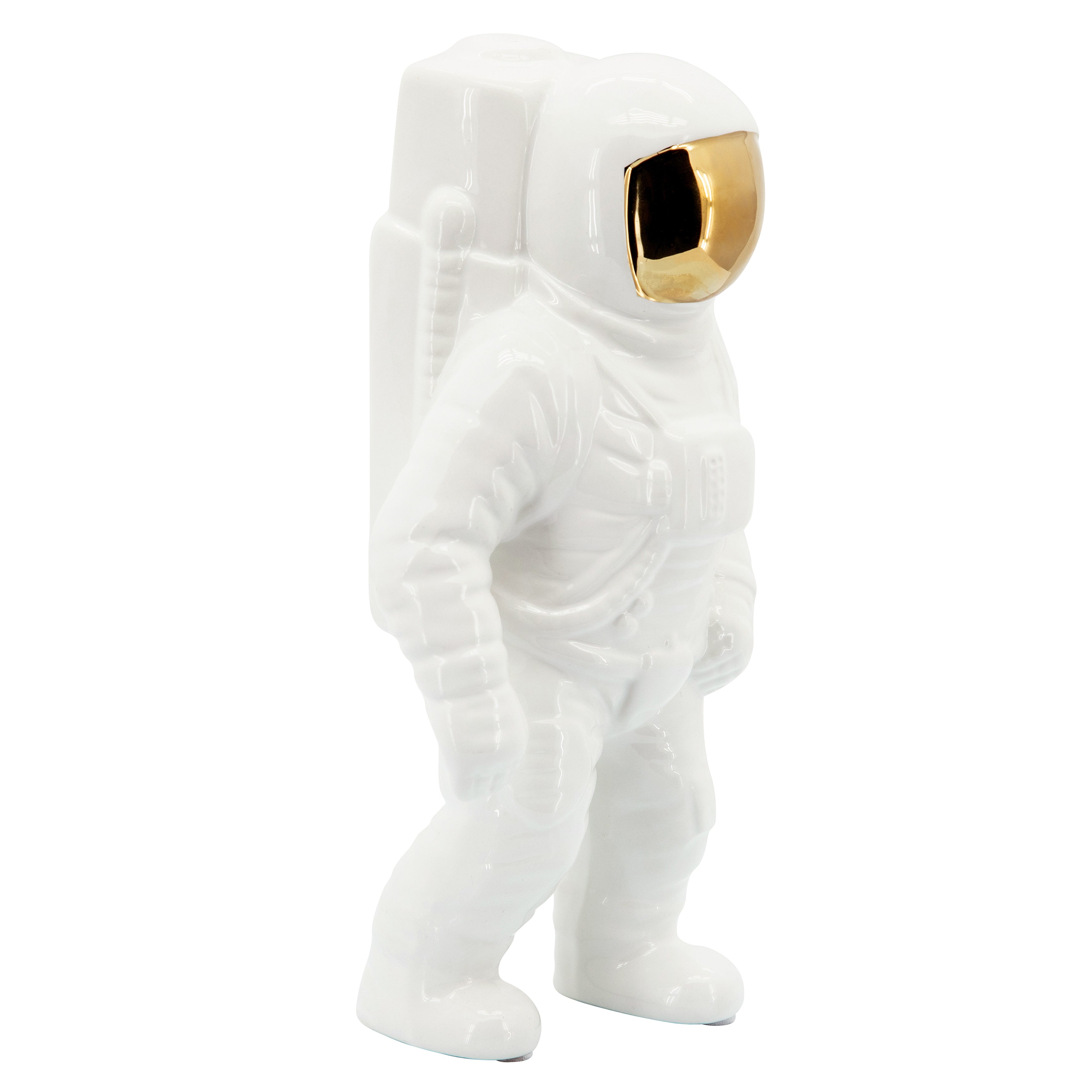 Stardust Hero: White & Gold Astronaut Statue (11")