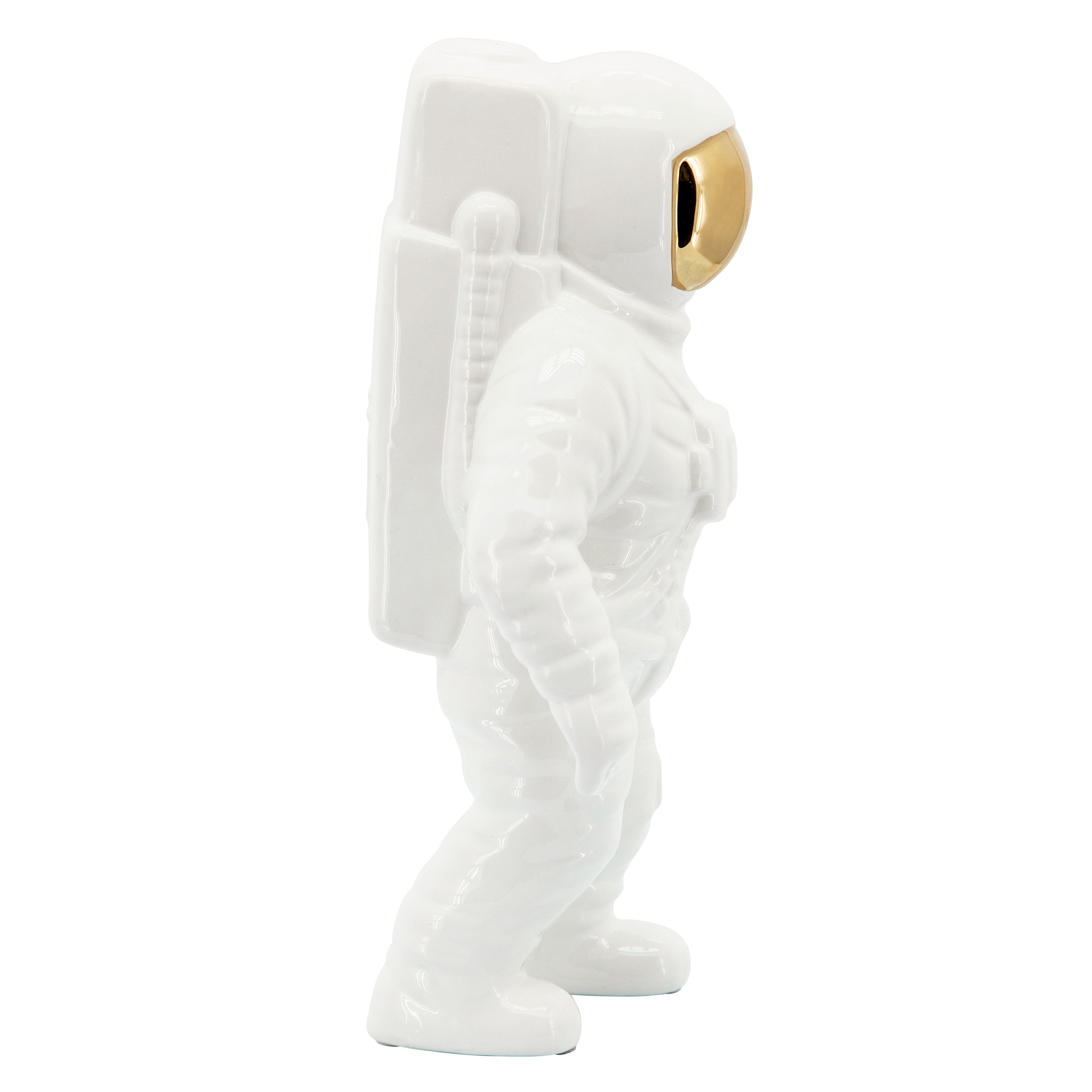 Stardust Hero: White & Gold Astronaut Statue (11")