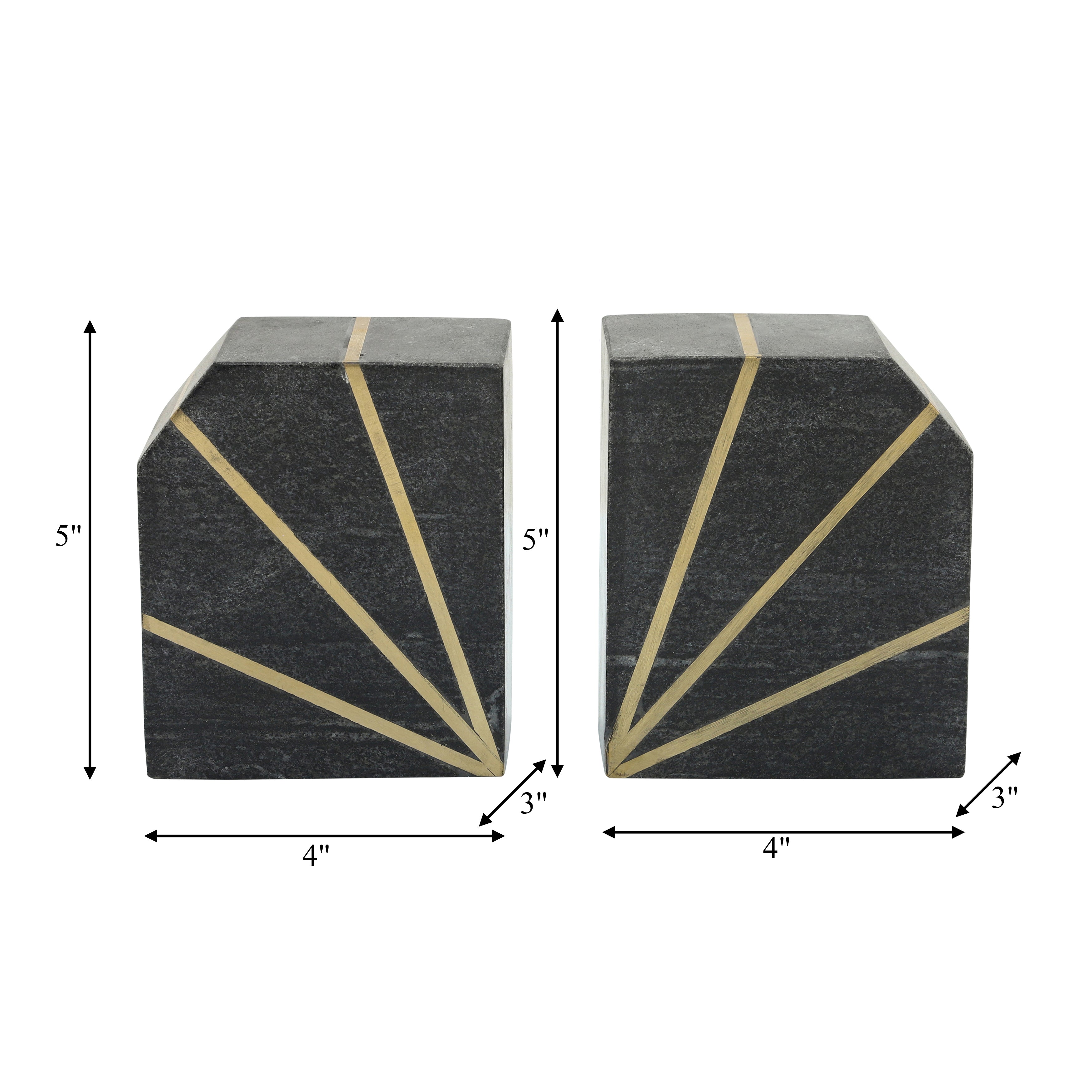 Gotham Guardians: Black Marble Bookends with Gold Accents (Set of 2)