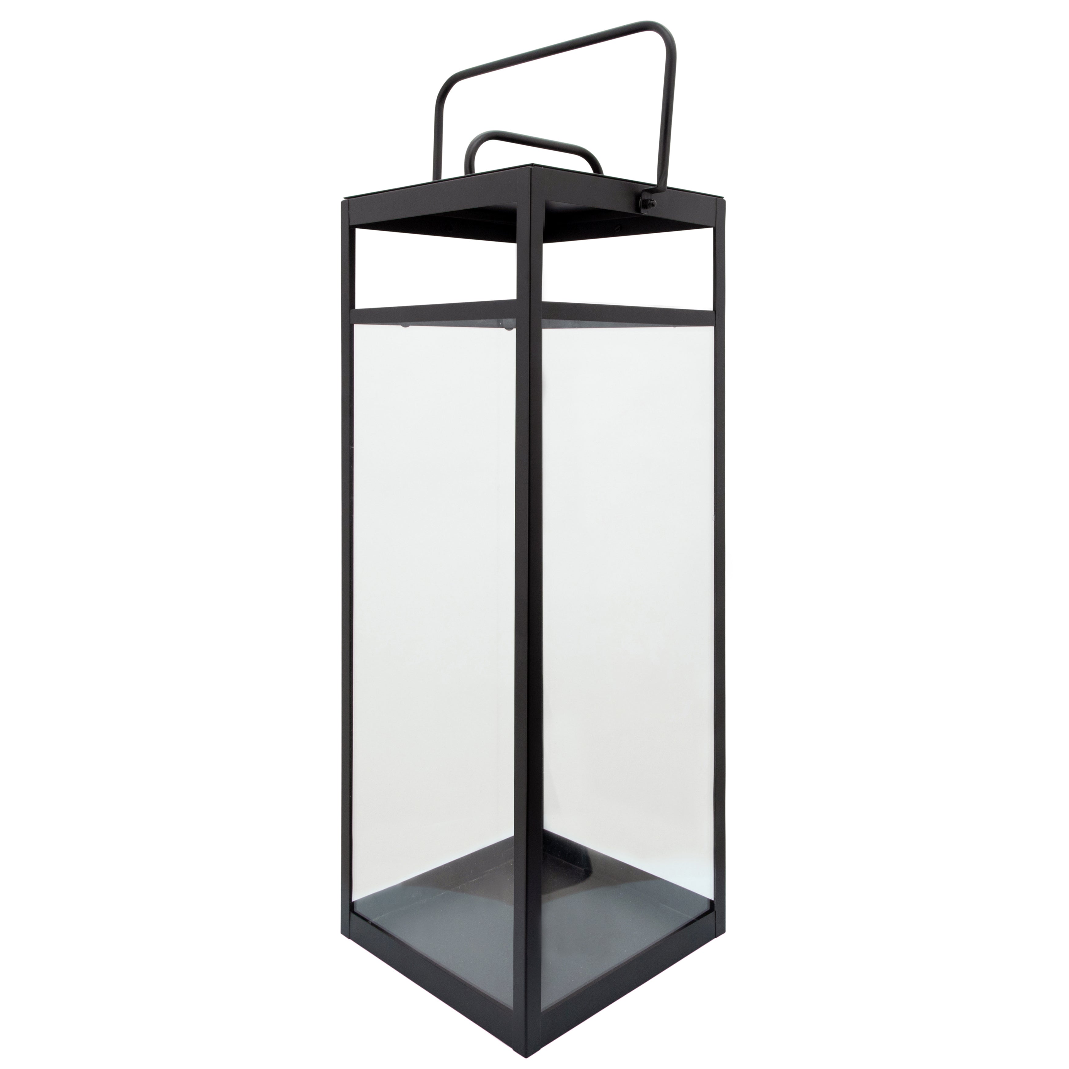 Urban Glow: Sleek 29"h Black Metal Lantern