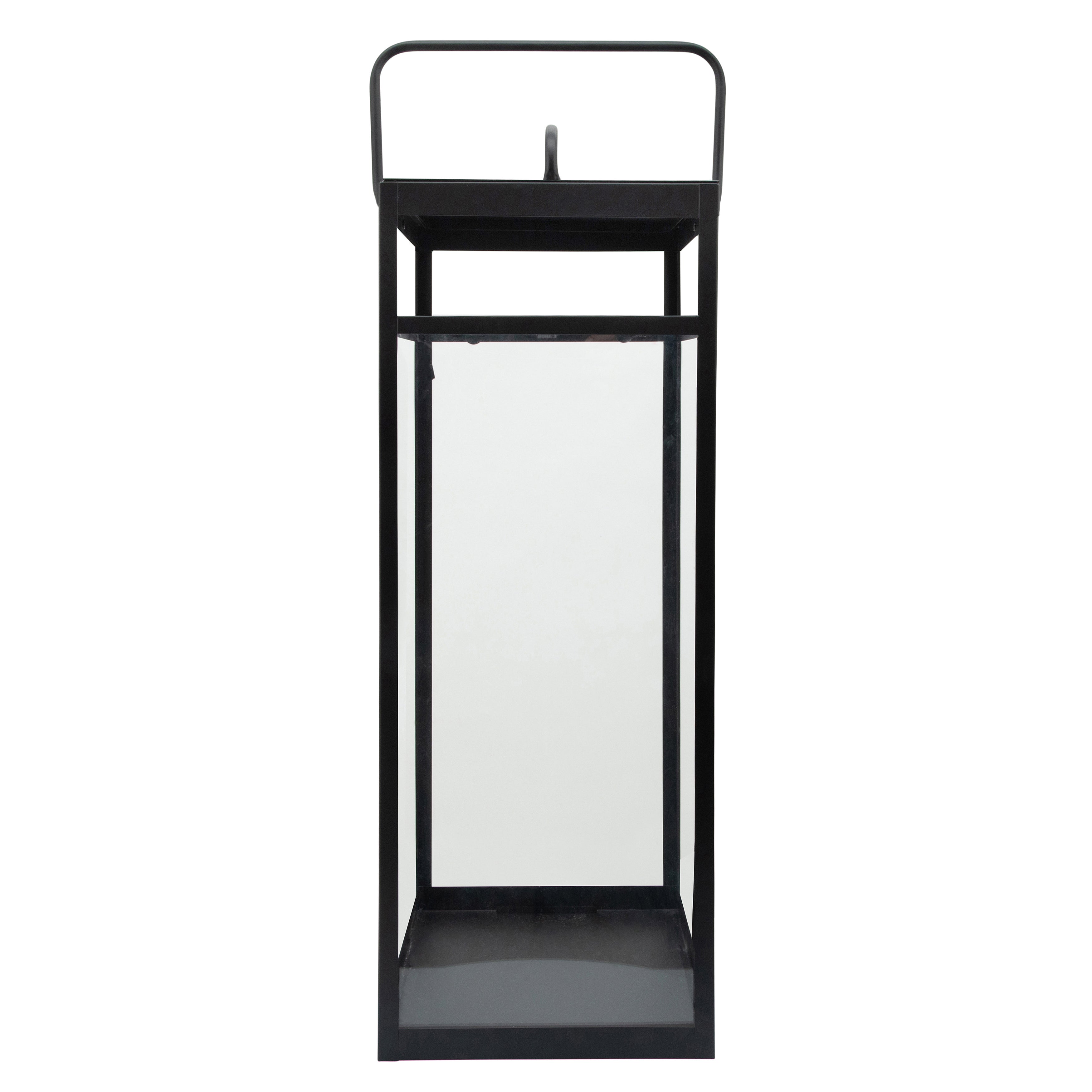 Urban Glow: Sleek 29"h Black Metal Lantern