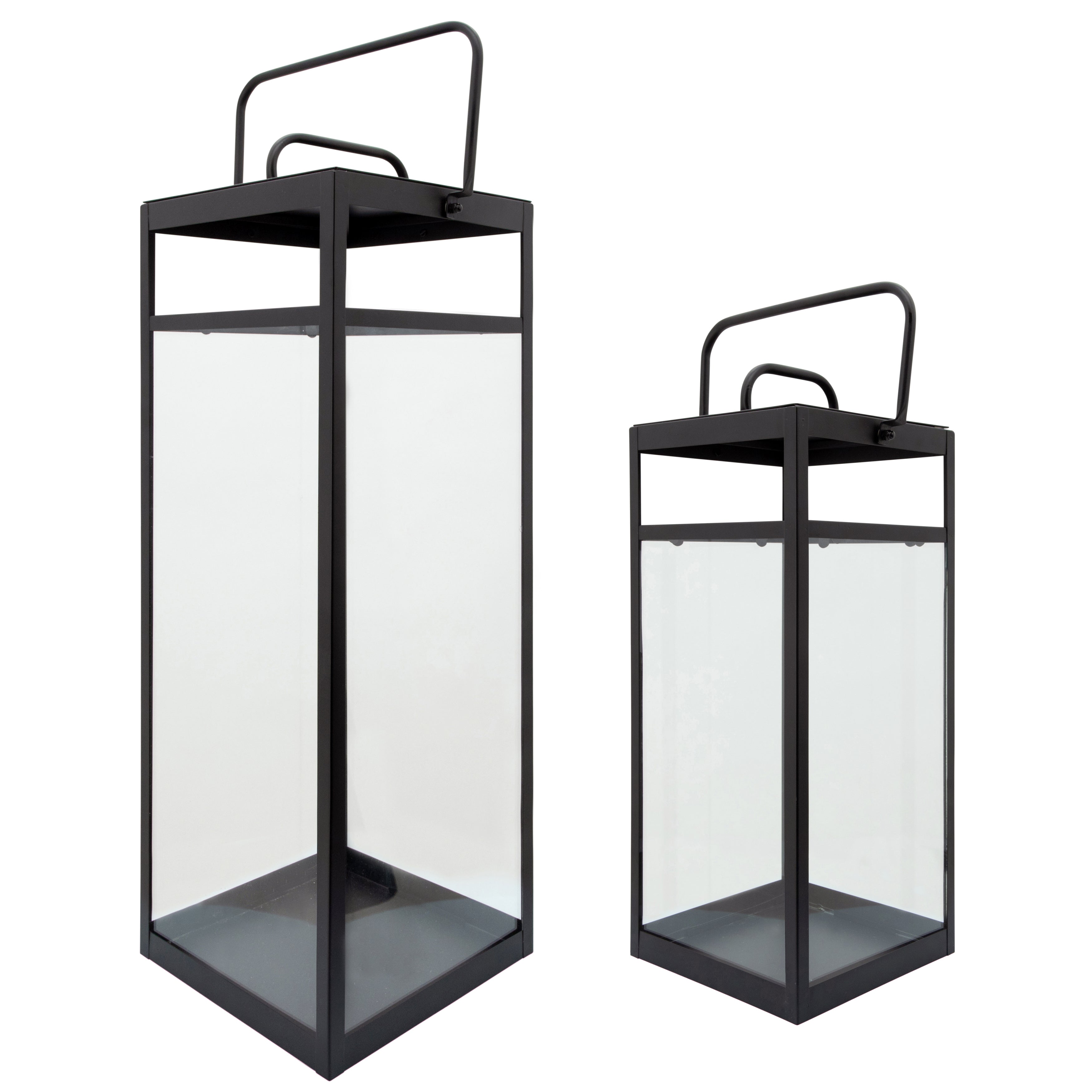 Urban Glow: Sleek 29"h Black Metal Lantern