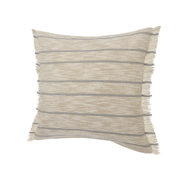 Natural Stripe Fringed 20 x 20 Pillow