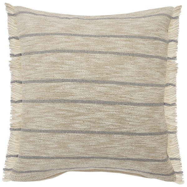 Natural Stripe Fringed 20 x 20 Pillow