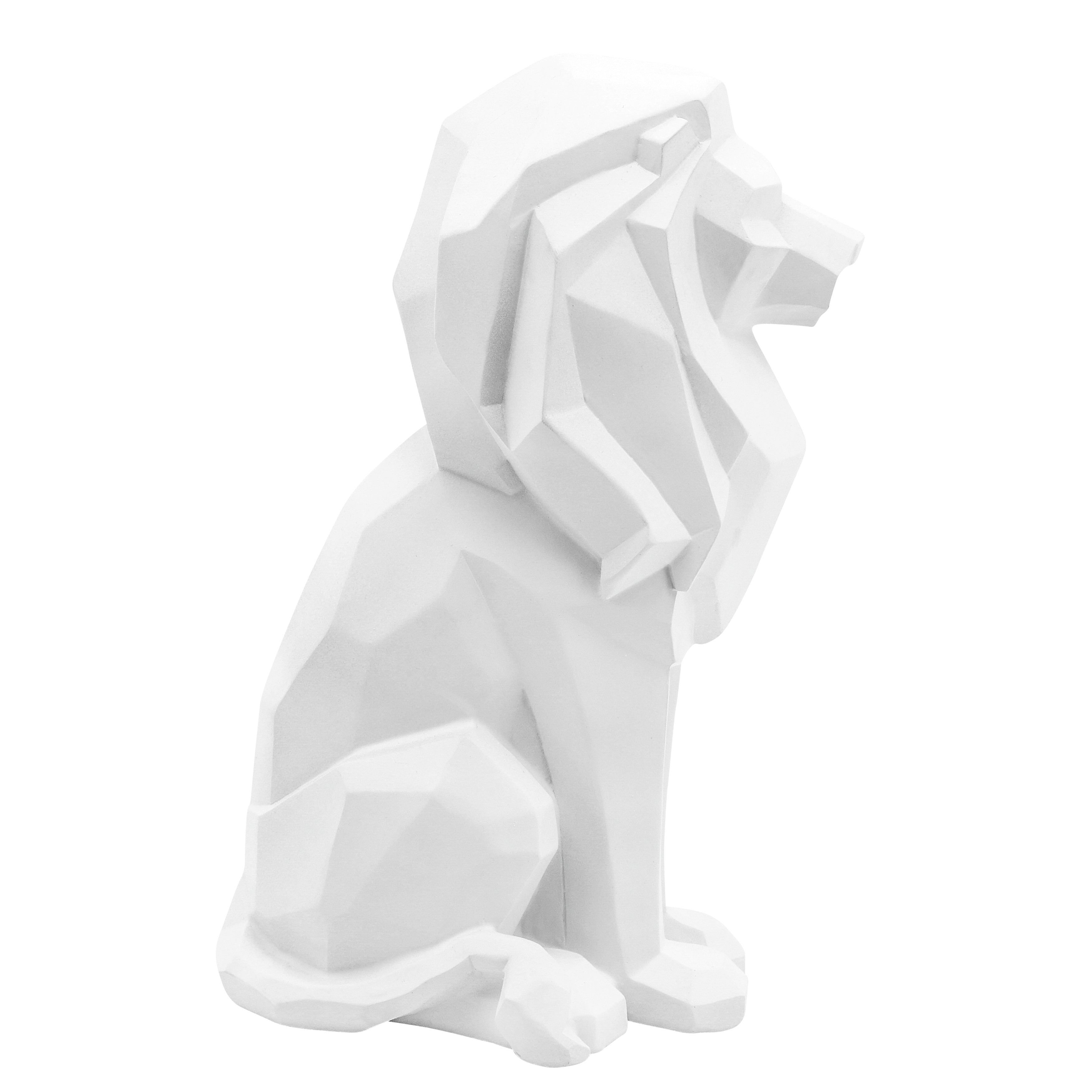 Guardian of Grandeur: White Resin Sitting Lion (11")