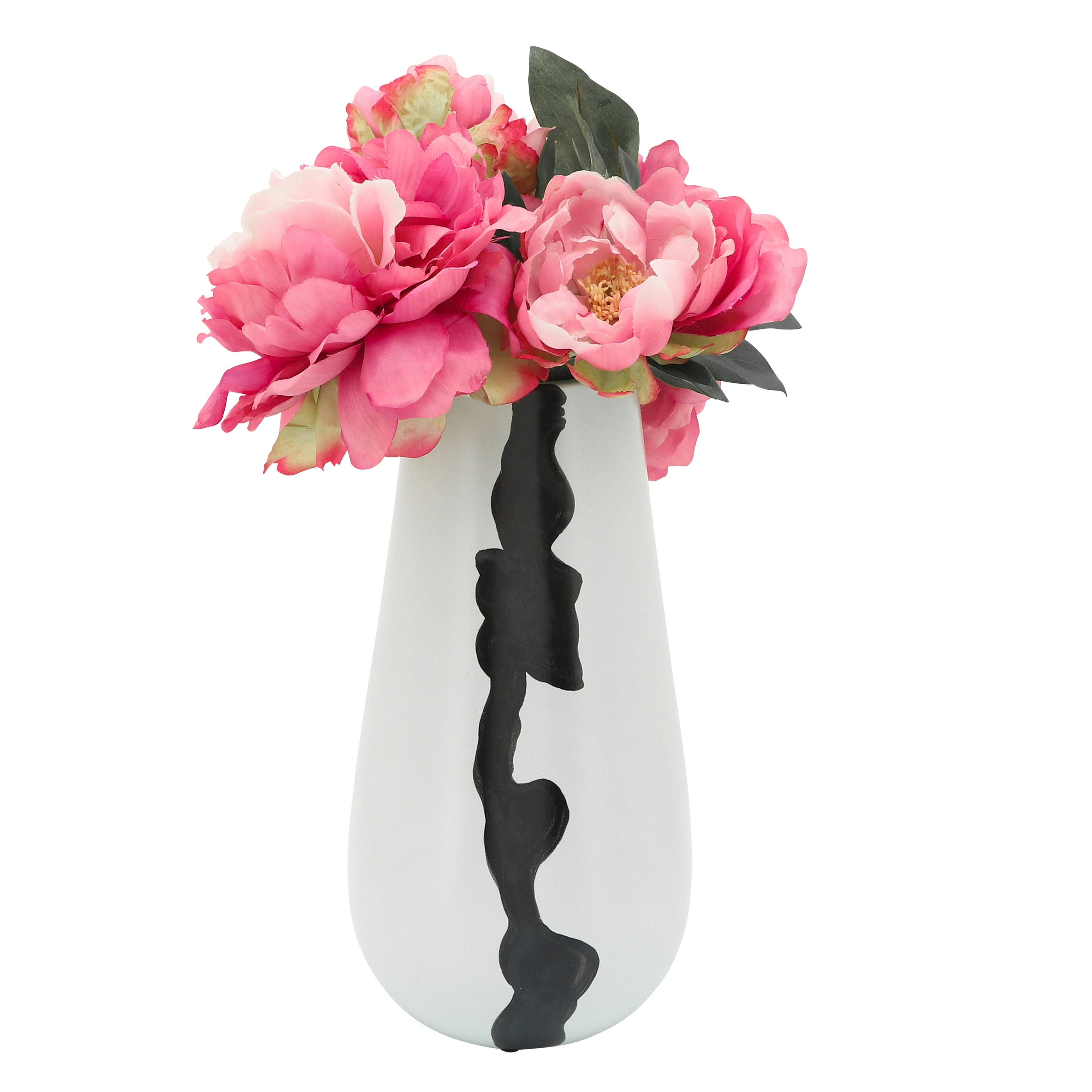 Elegant 12-inch White Ceramic Modern Vase: Minimalist Home Decor Accent