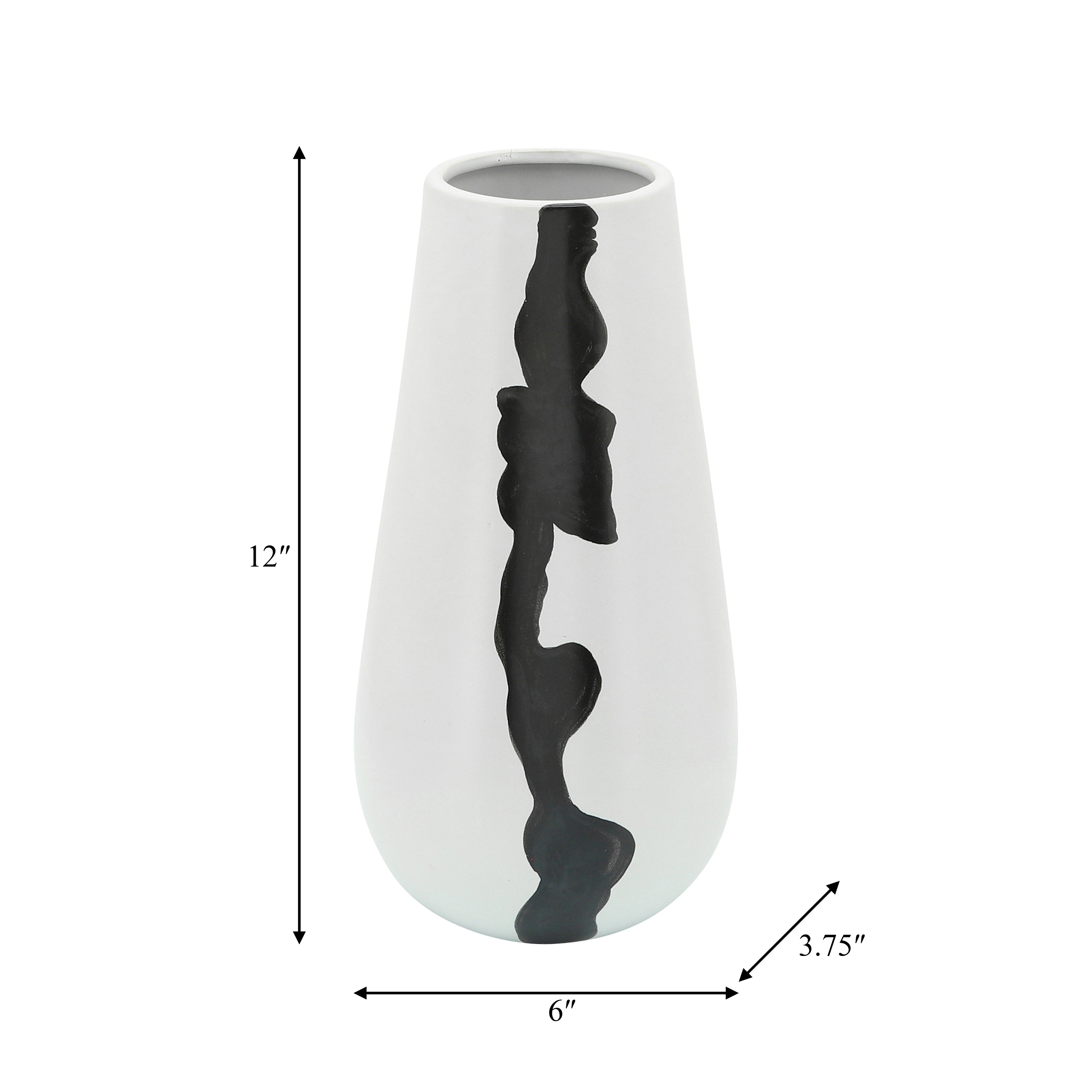 Elegant 12-inch White Ceramic Modern Vase: Minimalist Home Decor Accent