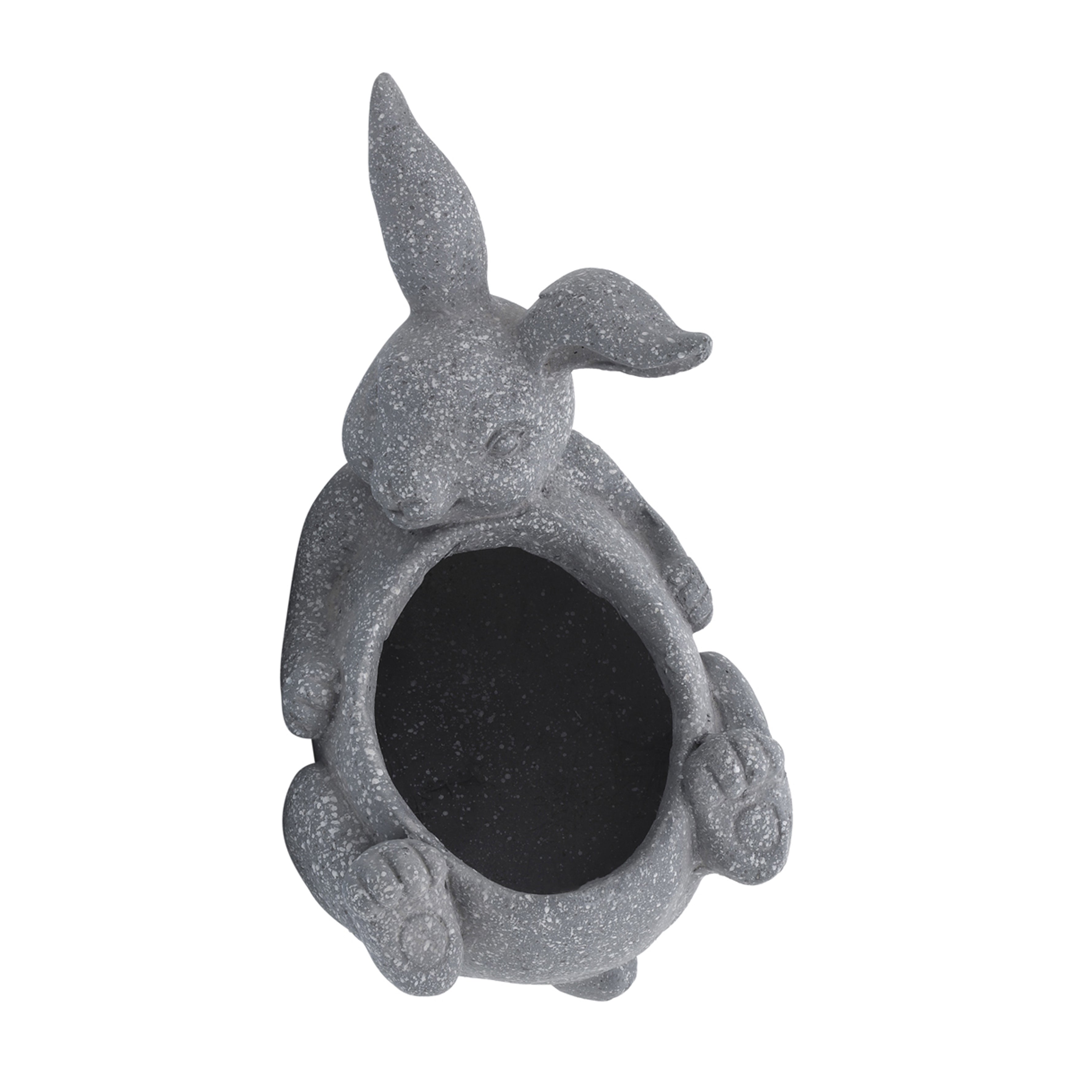 Resin, 15"d Laying Bunny Planter, Gray