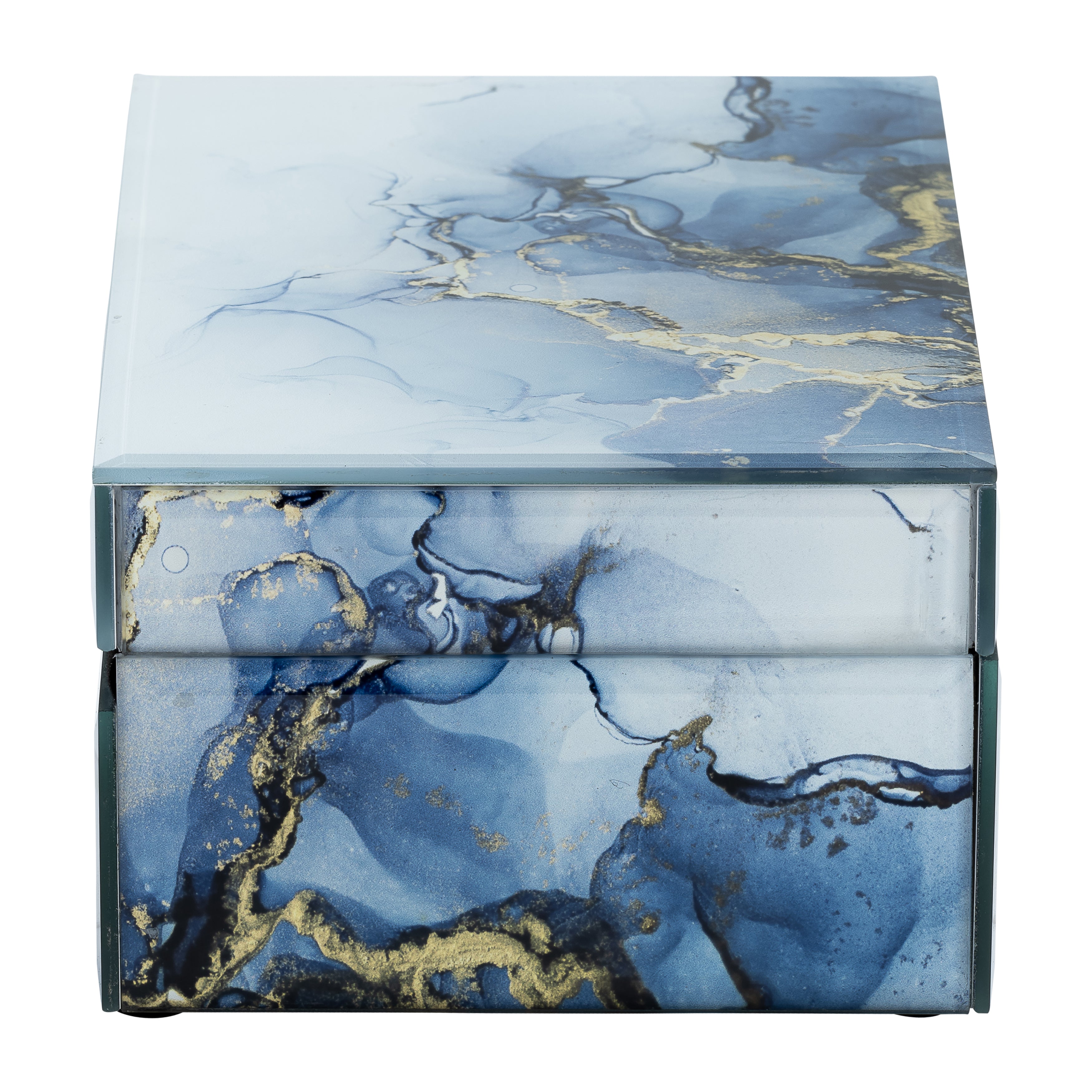 Duo Dimension: Blue & Gold Abstract Storage Box