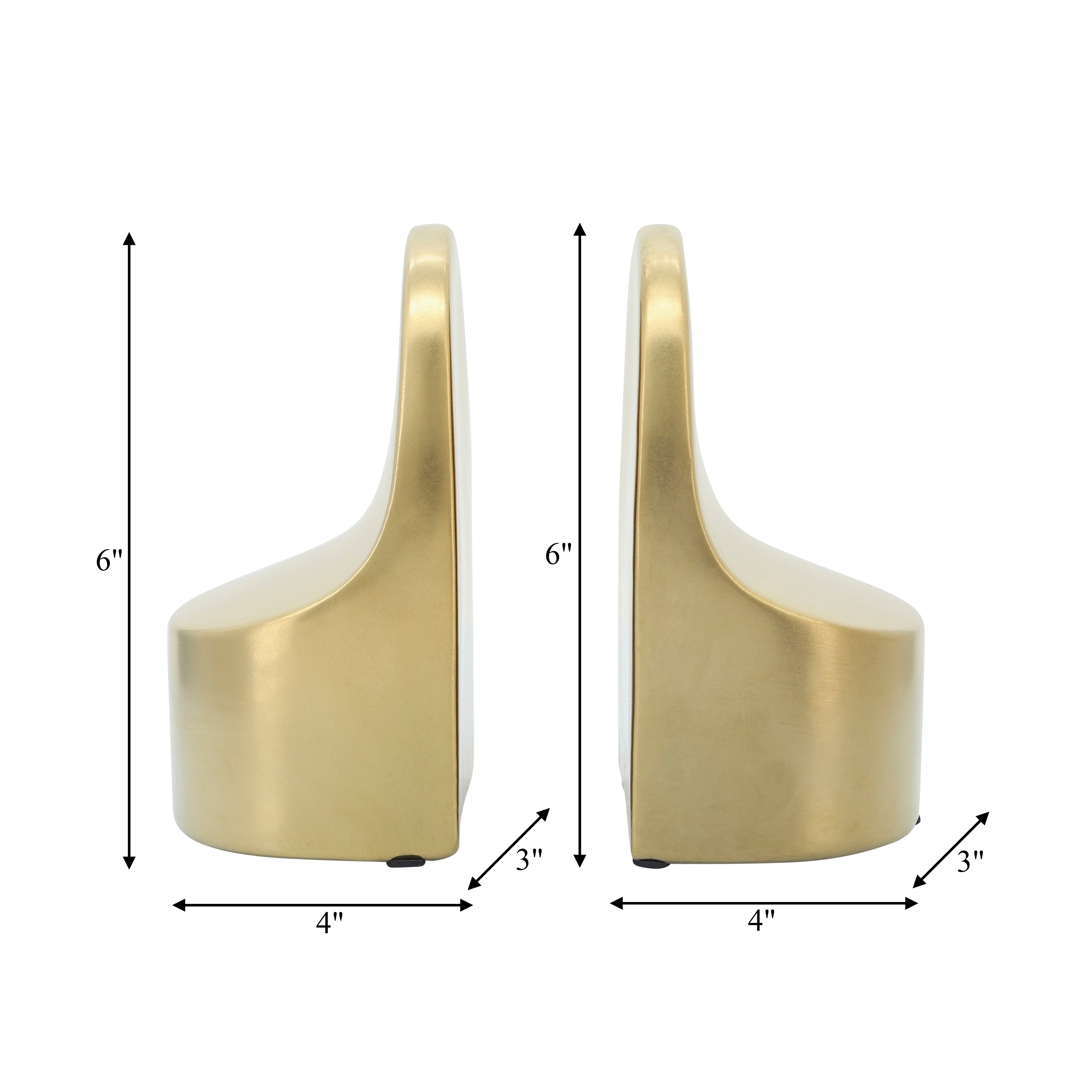 Mesmeric Aura: Ceramic 6" Contemporary Bookends in Luxe Gold Finish