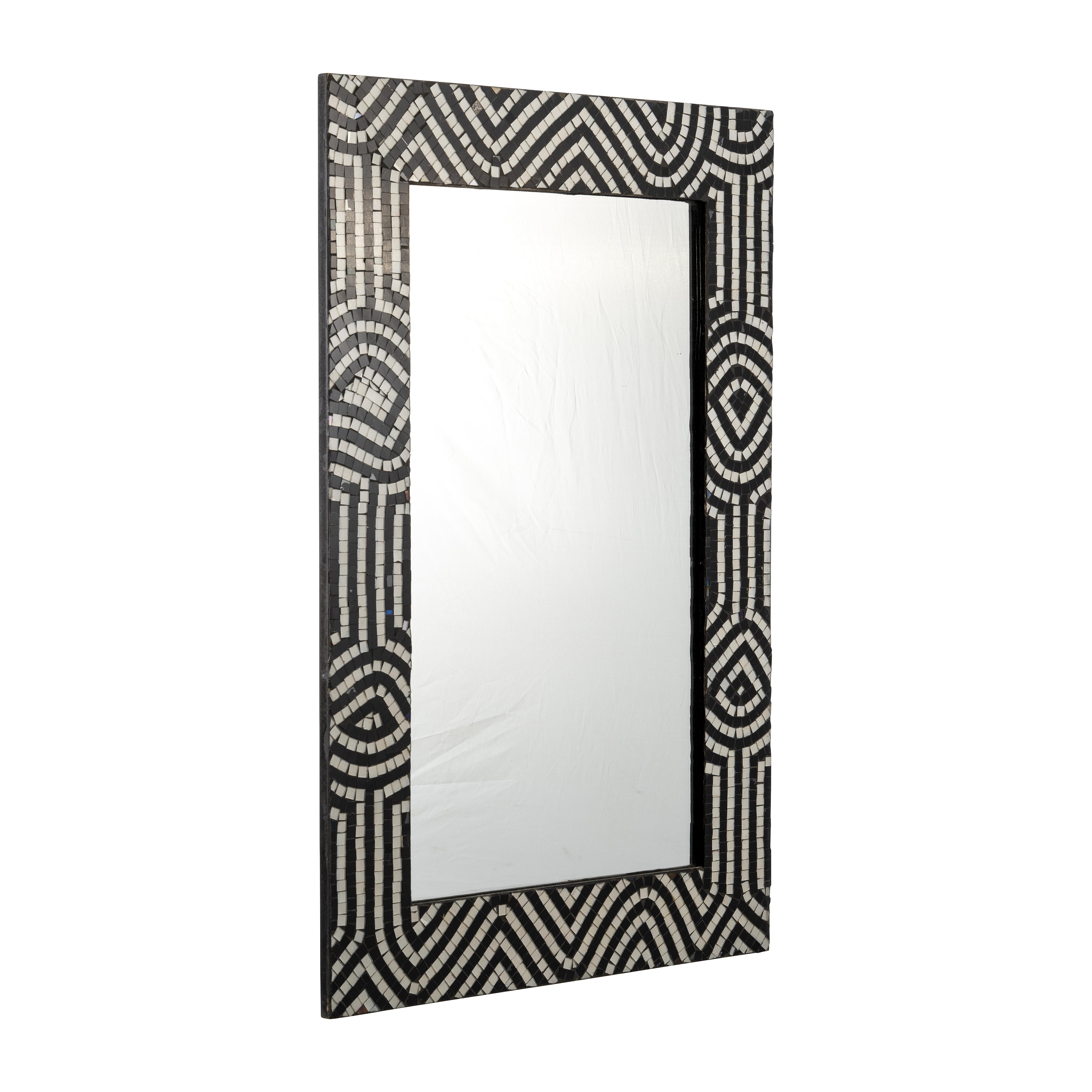 Mosaic 24x36 Modern Tiled Rect Mirror Blk/wht