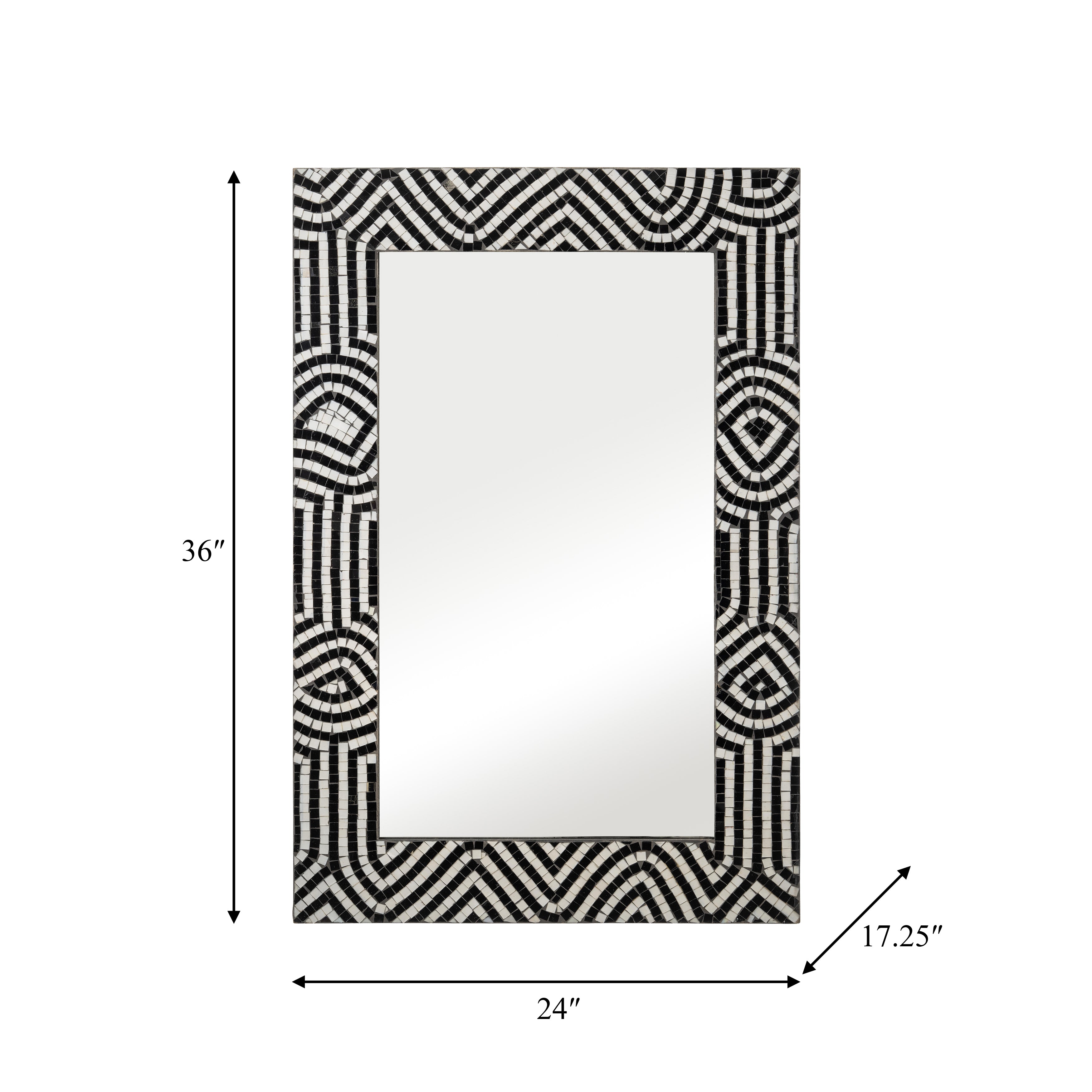 Mosaic 24x36 Modern Tiled Rect Mirror Blk/wht