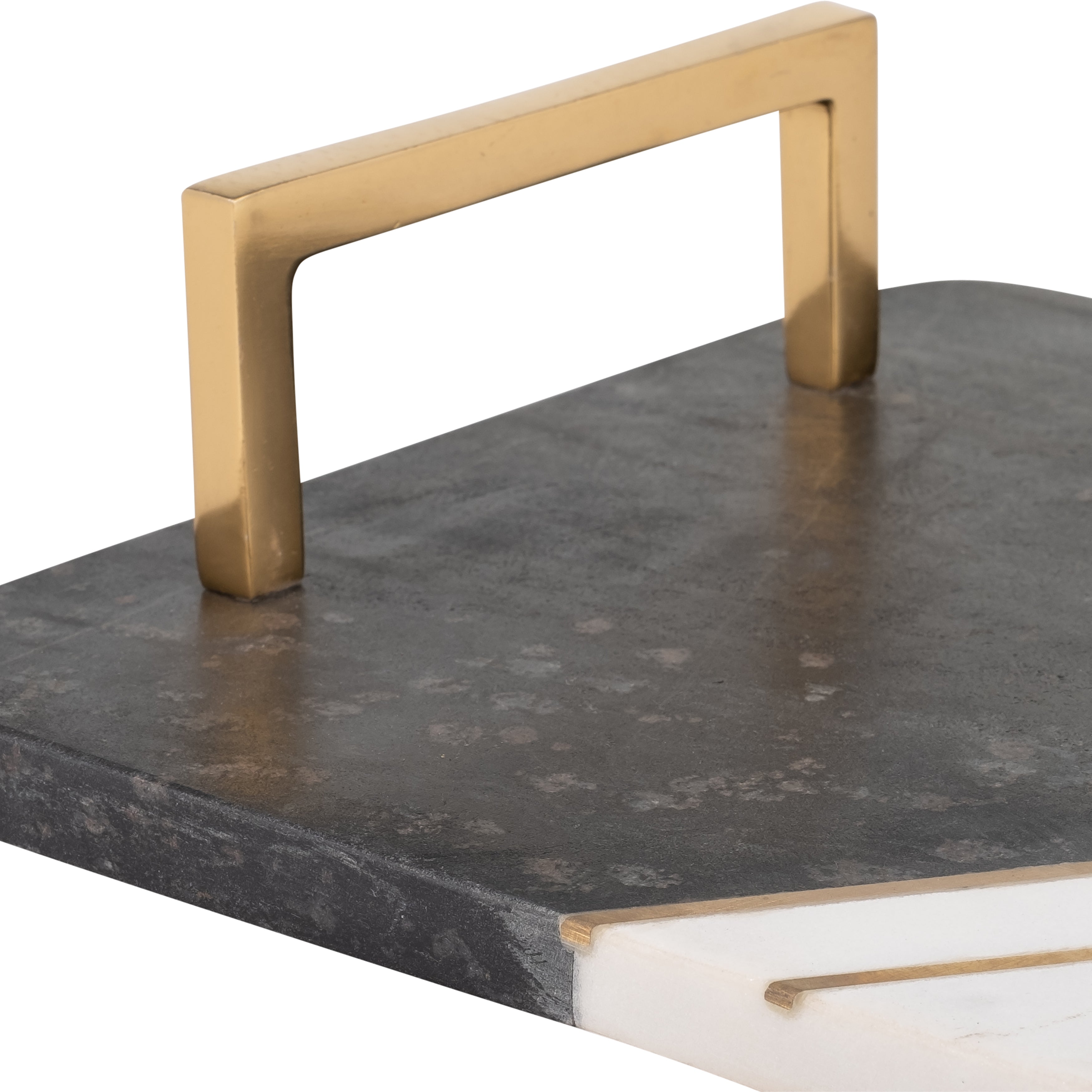 Glam Marble Tray: 2"H, White/Copper Handles - Serve in Style