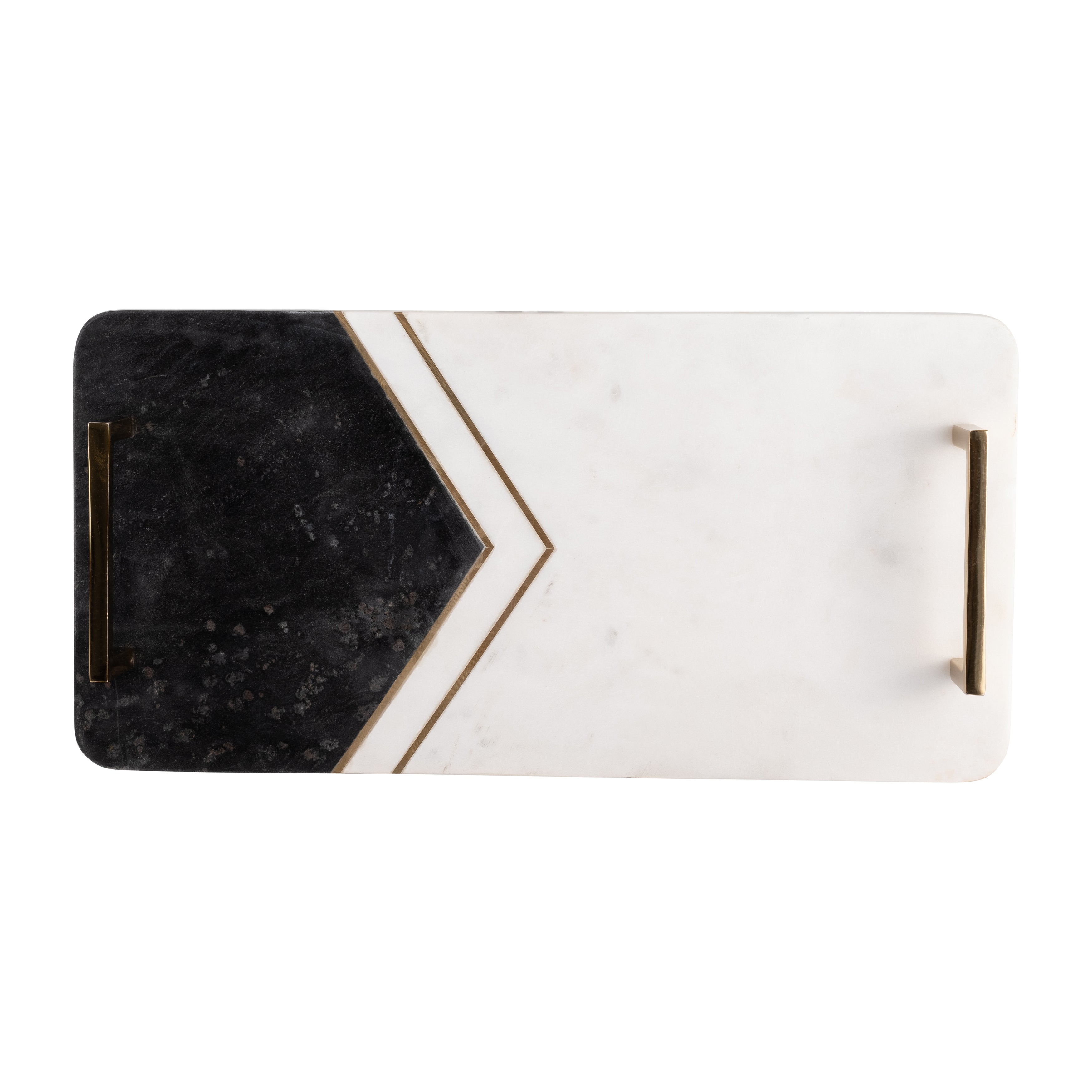 Glam Marble Tray: 2"H, White/Copper Handles - Serve in Style