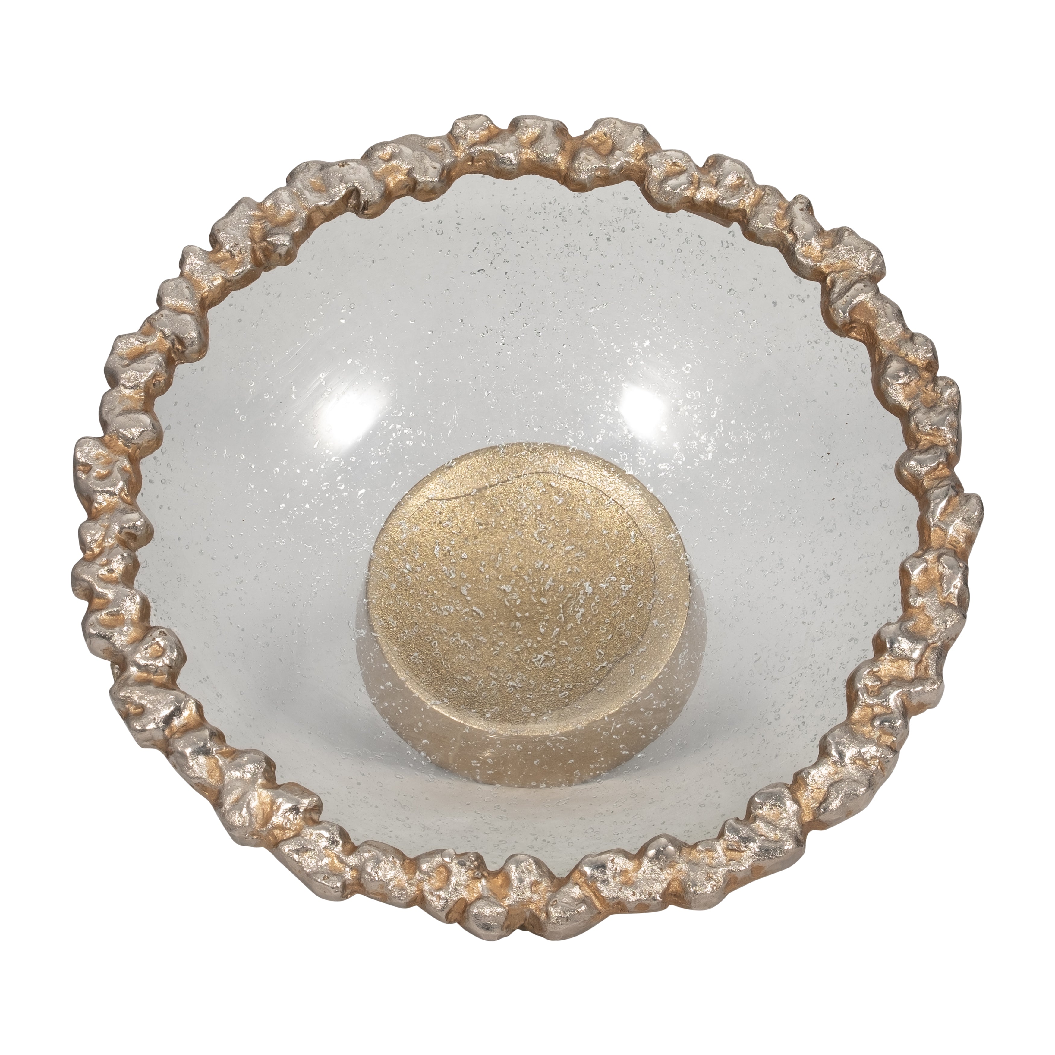 Champagne Rocky Ring Bowl: 17" Glass