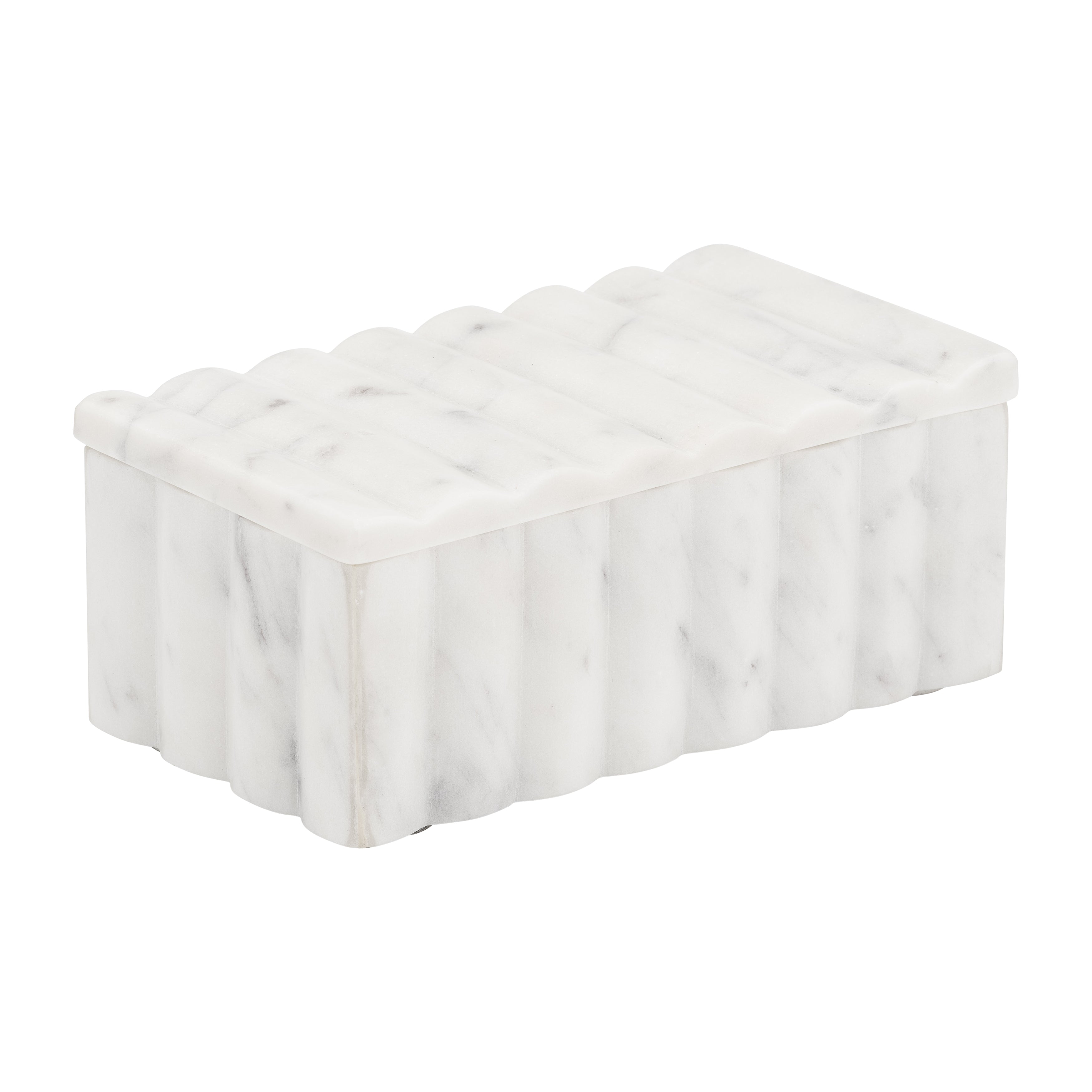 Clamshell Chic: White Marble Textured Container (Coastal Vibes)