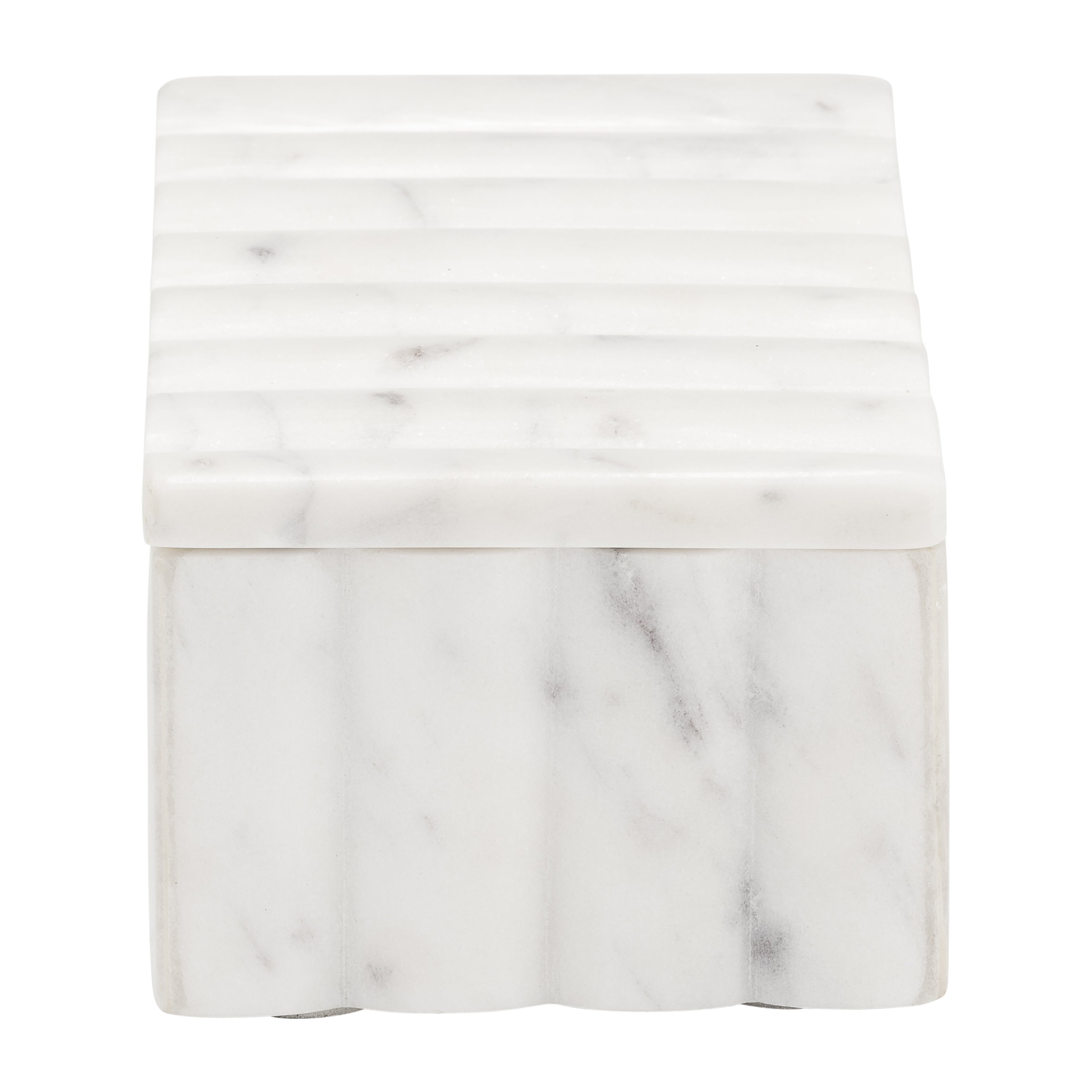 Clamshell Chic: White Marble Textured Container (Coastal Vibes)