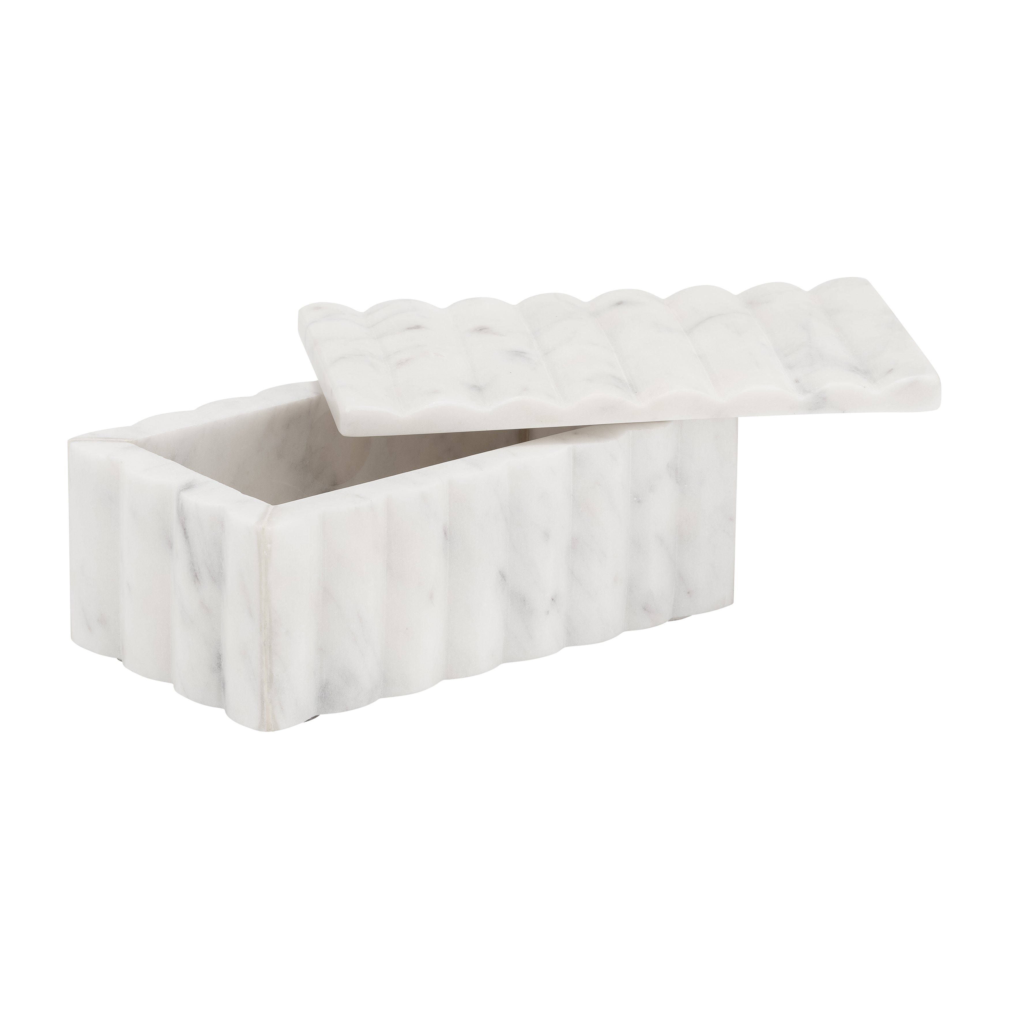 Clamshell Chic: White Marble Textured Container (Coastal Vibes)