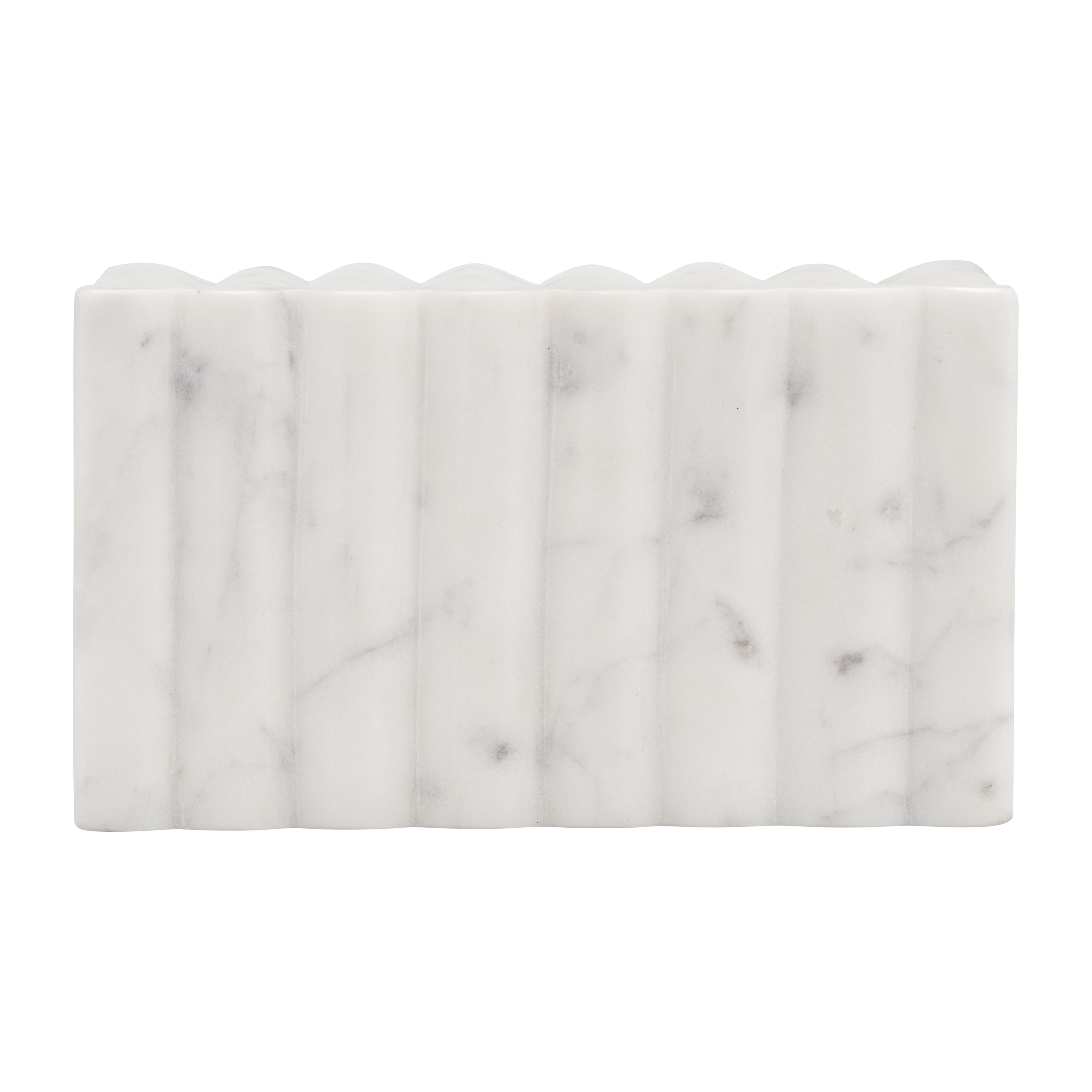 Clamshell Chic: White Marble Textured Container (Coastal Vibes)