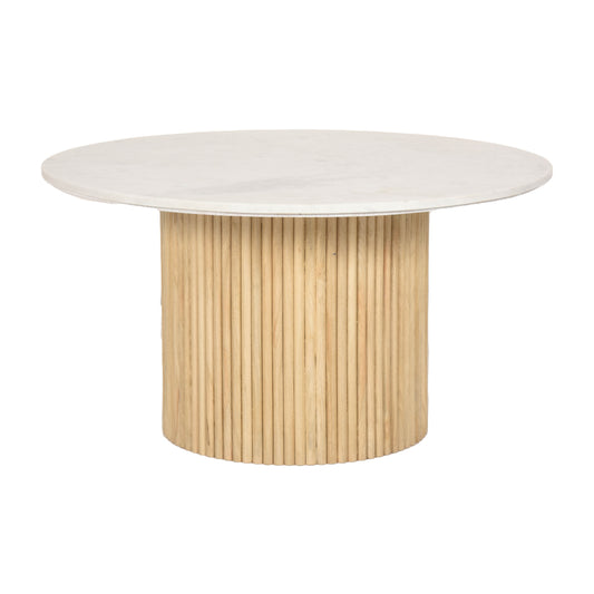 Sophisticated Reeded Coffee Table in Wood/Marble, KD