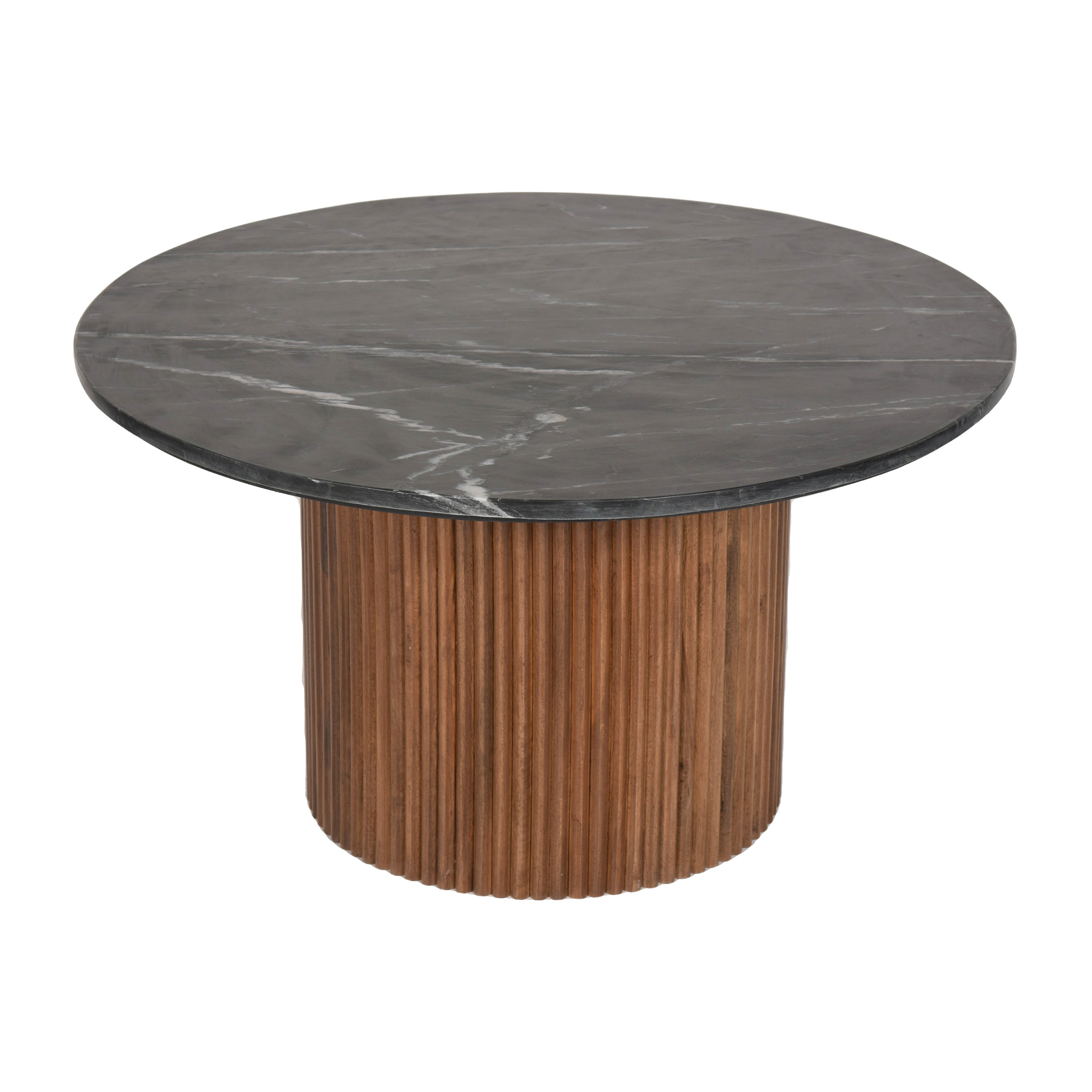 Sophisticated Reeded Coffee Table in Wood/Marble, KD