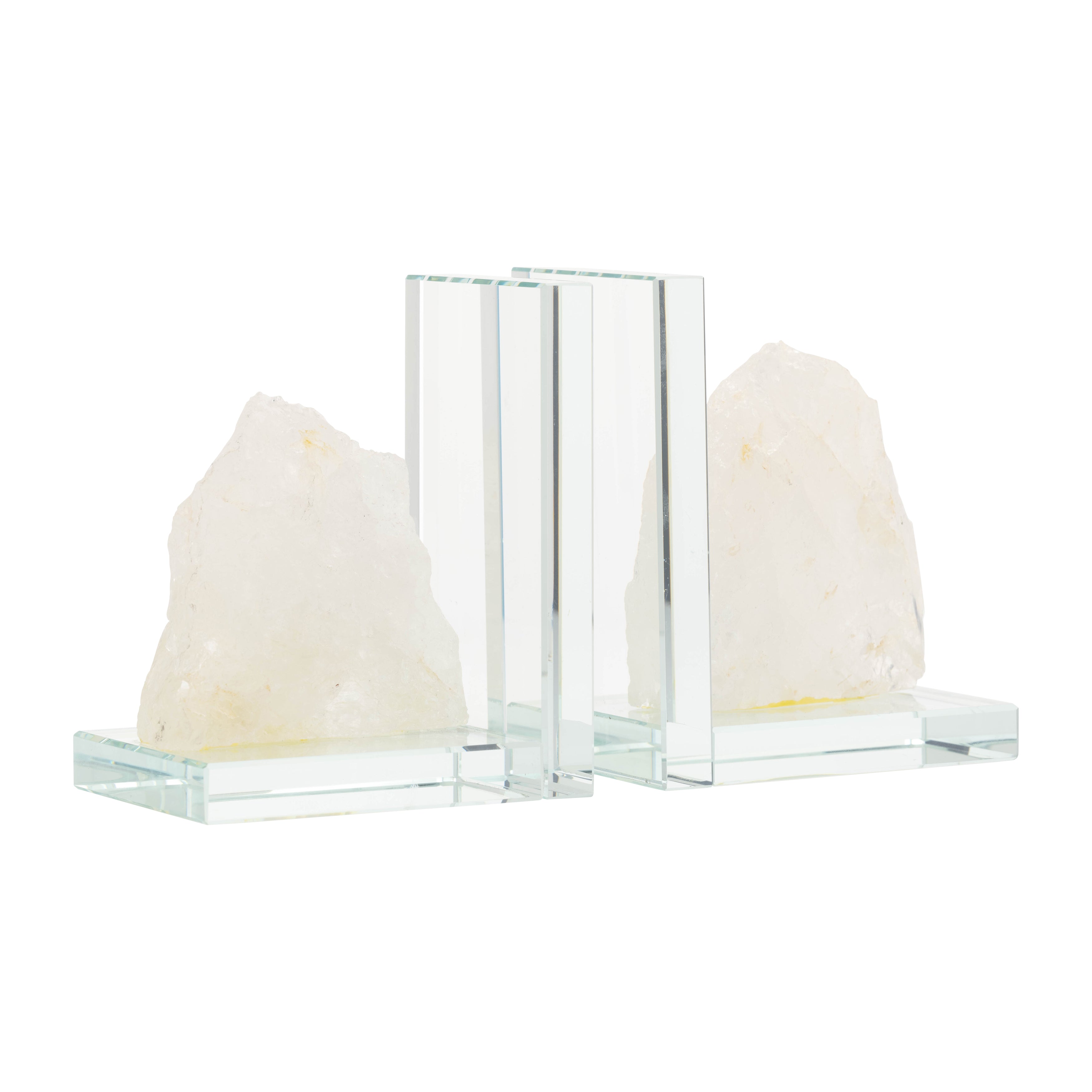 Ice and Stone: Minimalist Glass Bookends (Set of 2)