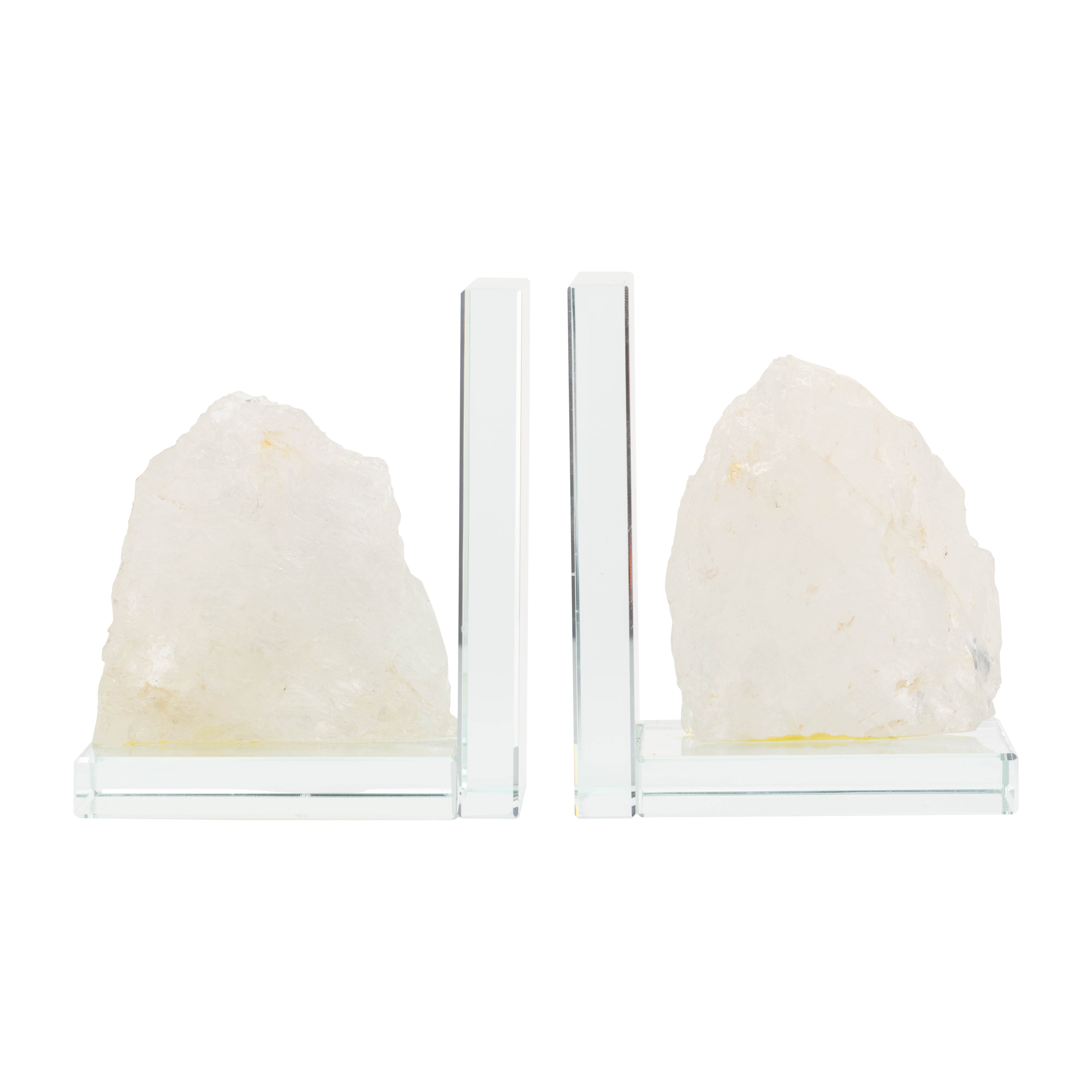 Ice and Stone: Minimalist Glass Bookends (Set of 2)