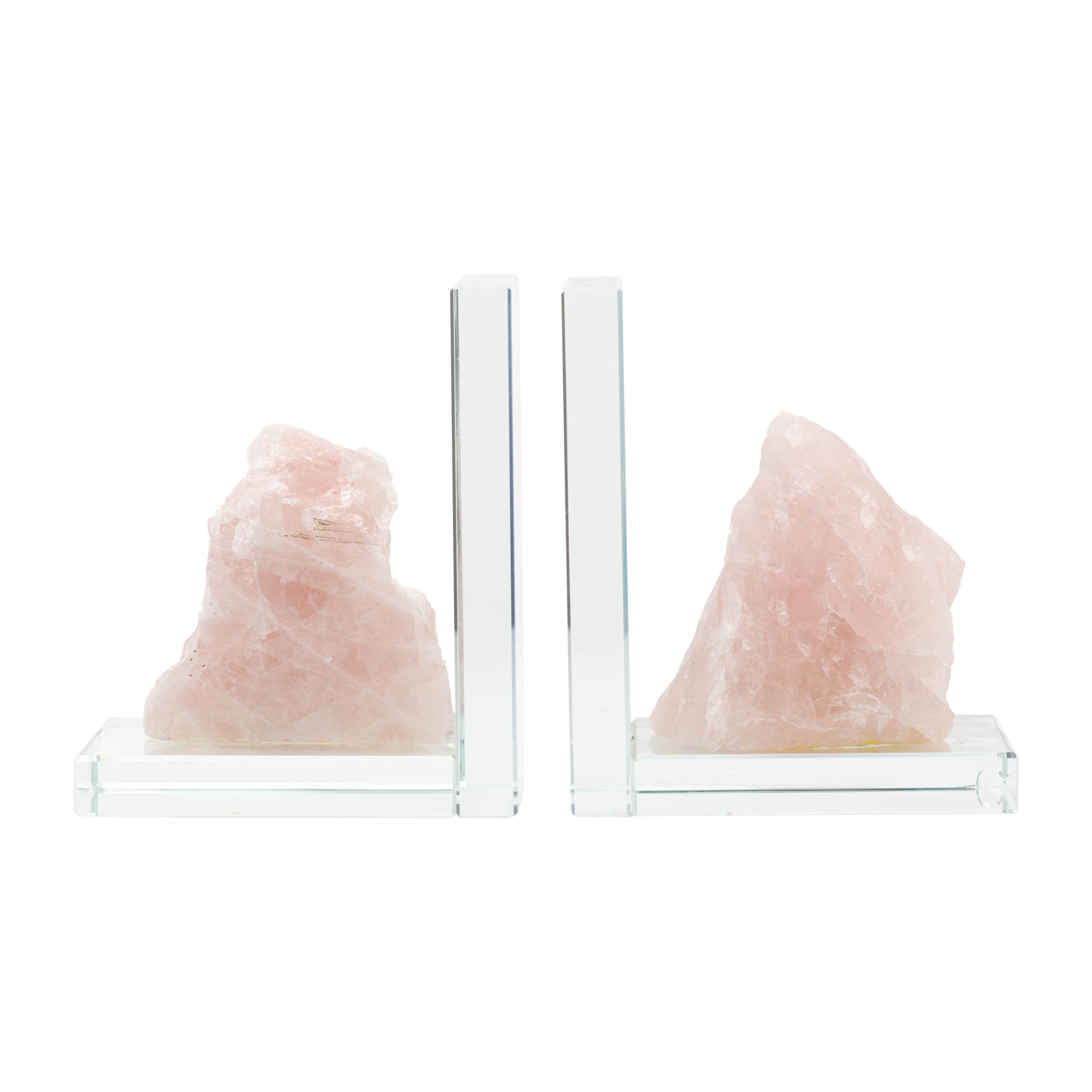 Fairytale Guardians: Glass Bookends with Pink Stone Accents (Set of 2)